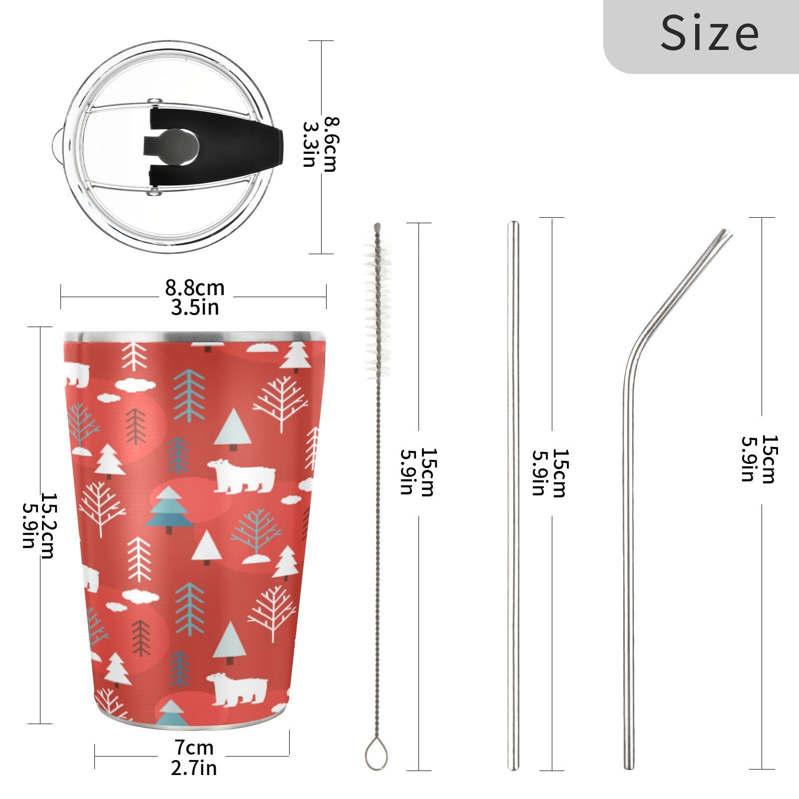 **12oz Stainless Steel Christmas Tree Tumbler with Straw Lid - Double Wall Vacuum Insulated Travel Mug for Hot & Cold Drinks - Perfect for Holiday Gifts, Office Coffee & Outdoor Adventures**