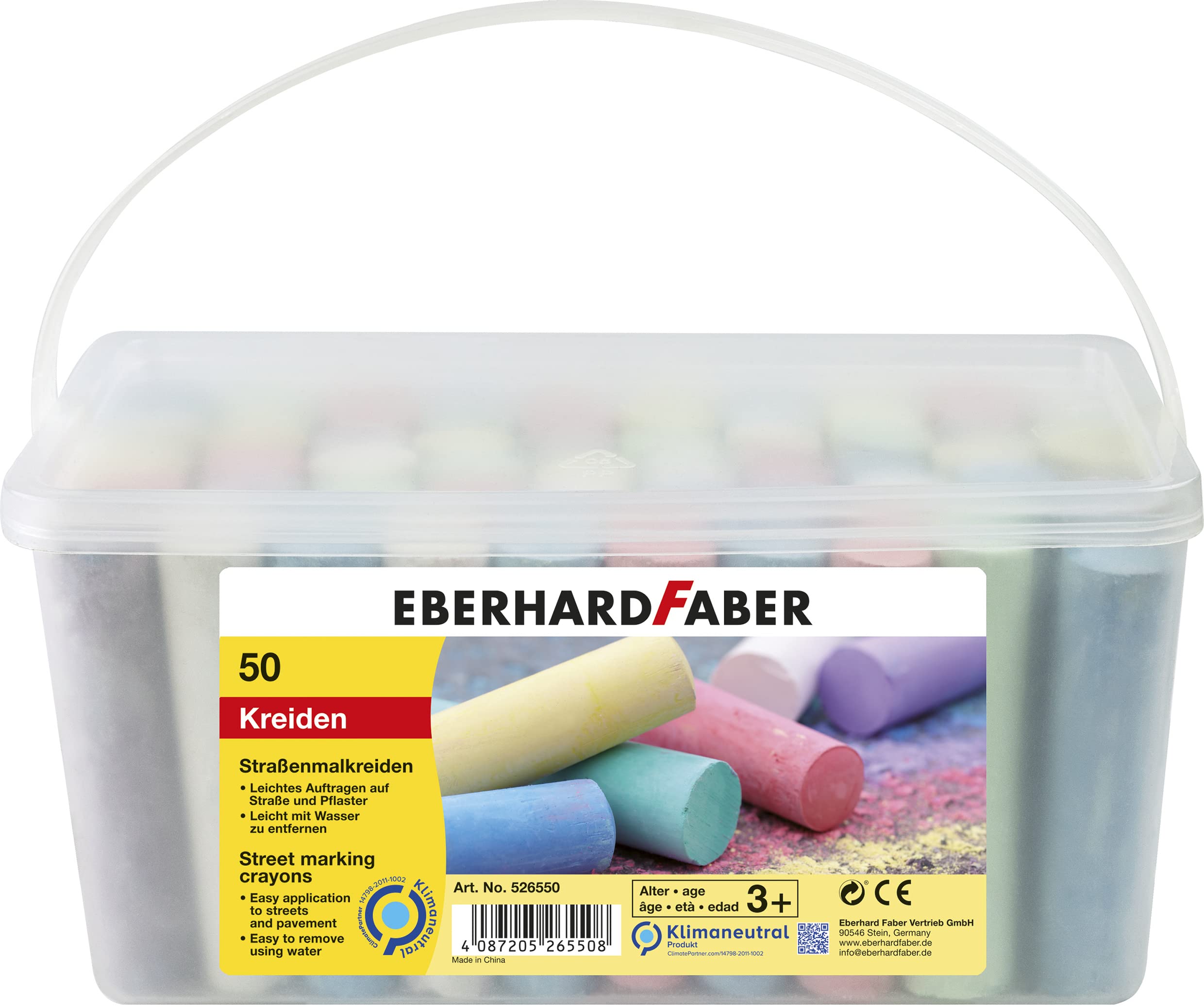 Eberhard Street Chalk Bucket - 24 Vibrant Colors for Kids Outdoor Play, Sidewalk Art & Driveway Drawing - Non-Toxic Washable Chalk for Summer Activities