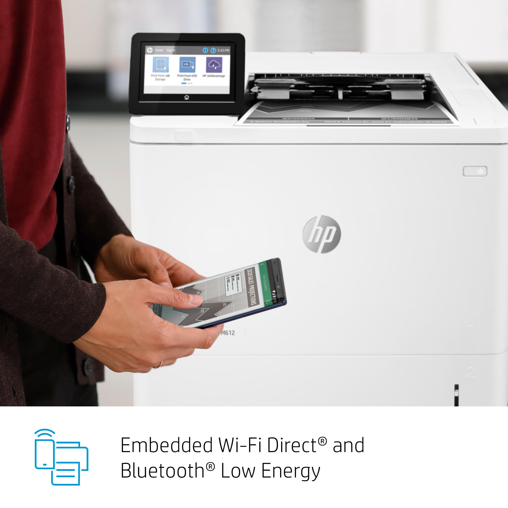 HP LaserJet Enterprise M612x Monochrome Laser Printer - Fast 2-Sided Printing, Ethernet Connectivity & Extra Paper Tray (7PS87A) - Ideal for Office, Business & High-Volume Printing Needs