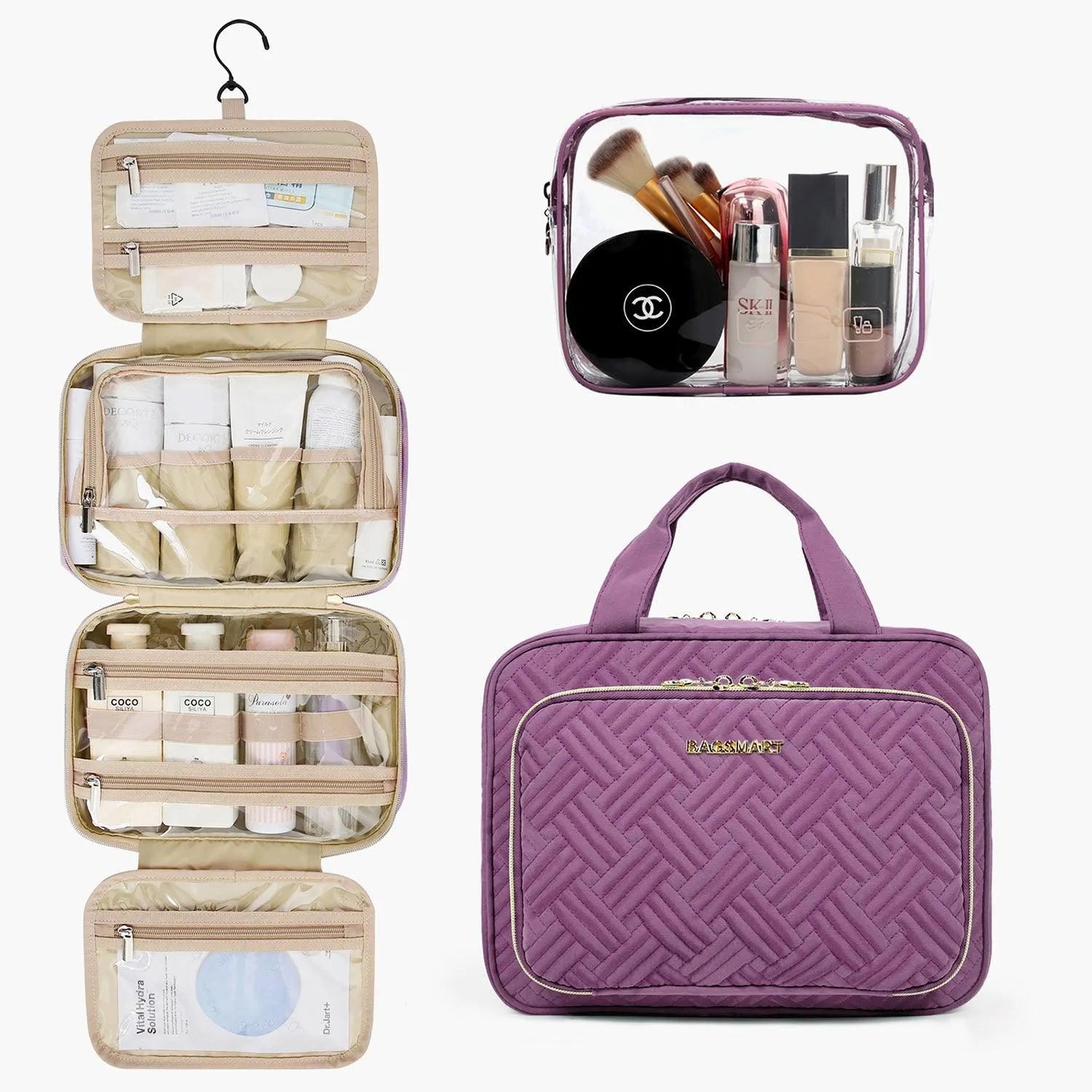 Space Saver Pro Hanging Toiletry Bag - Waterproof Travel Cosmetic Organizer for Bathroom, Camping & Gym - Compact Hanging Toiletry Case with Multiple Pockets