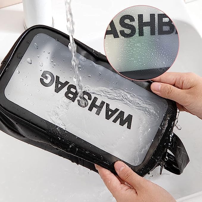 Waterproof Clear PVC Cosmetic Bag - Travel Toiletry Organizer with Zipper for Makeup, Skincare & Essentials (Set of 3) - Perfect for Women, Men & Kids - Ideal for Travel, Gym, Beach & Daily Use