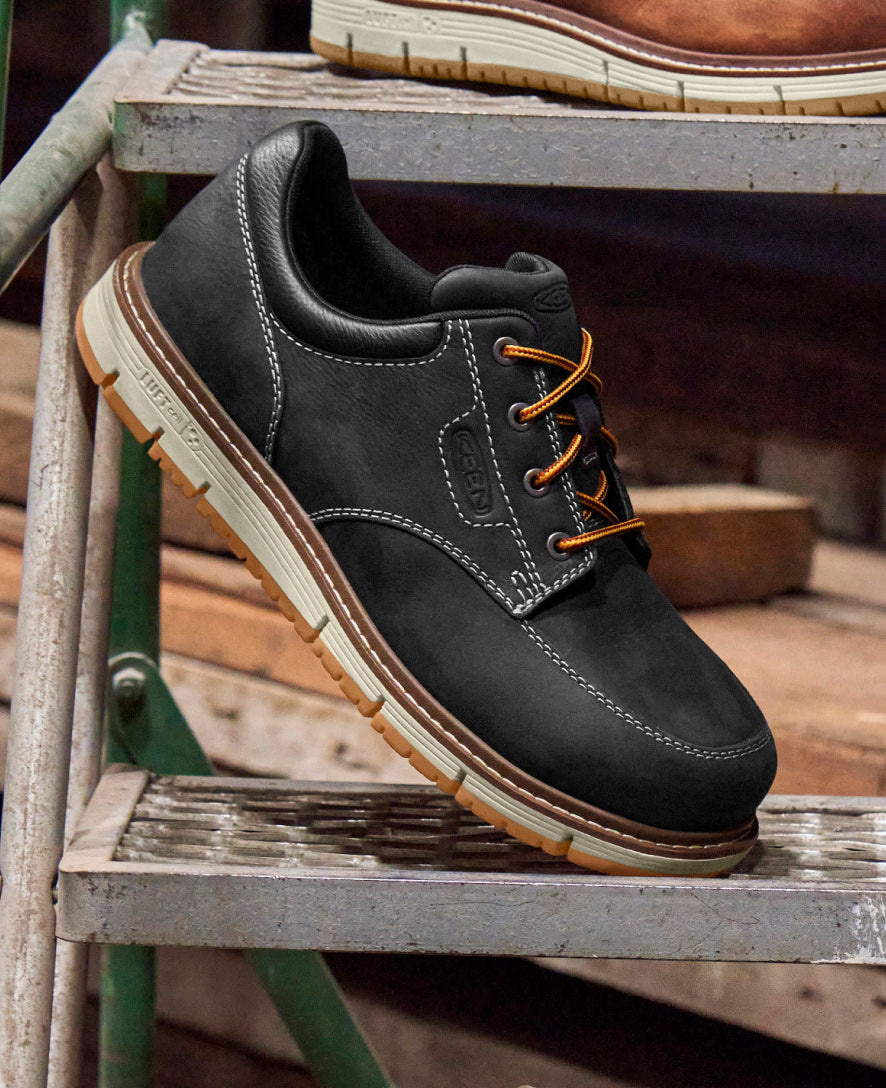 Men's San Jose Oxford Shoes with Aluminum Toe - Black & Off White | Comfortable & Durable Work Shoes for Construction & Industrial Safety