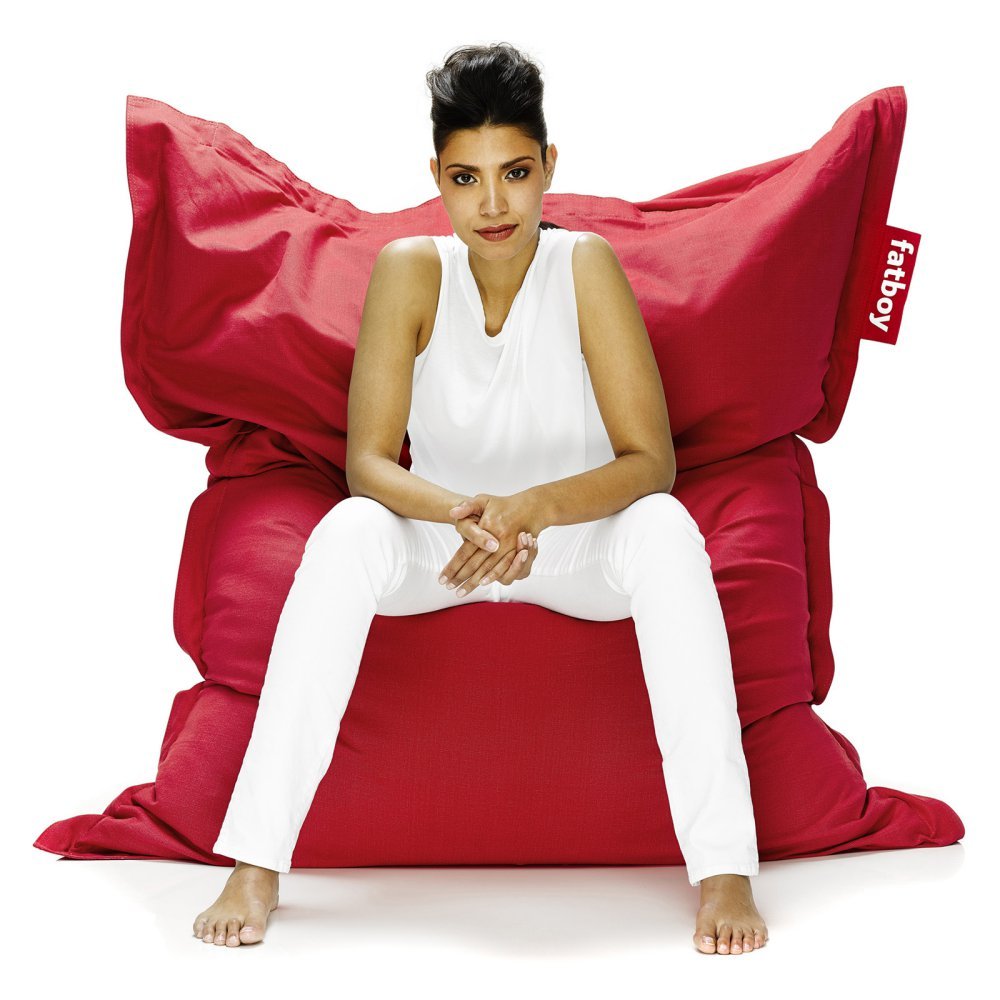 Fatboy The Original Stonewashed Bean Bag Chair - Large Size, Soft & Comfortable Red Beanbag for Adults & Teens - Perfect for Living Room, Bedroom, Game Room & Dorm Decor