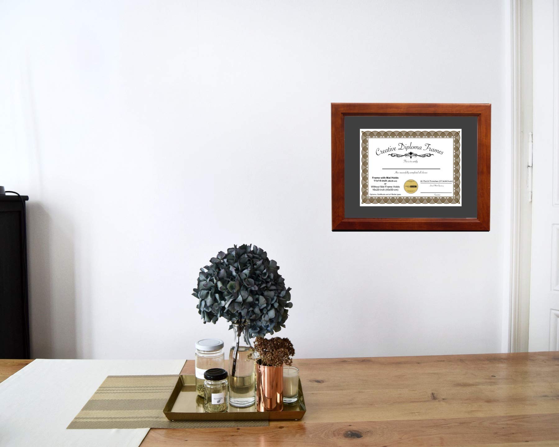 7x9 Walnut Finish Diploma Picture Frame with Black Mat, Glass, Easel & Wall Hangers - Holds 10x12 Photos | Perfect for Graduation, Office Decor & Home Display