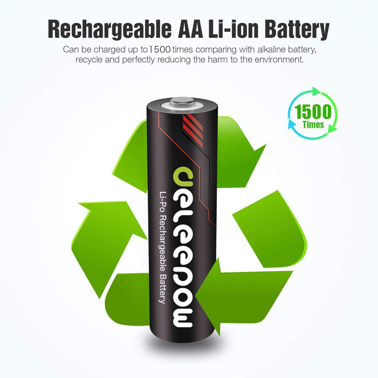 Deleepow 1.5V Rechargeable AA Lithium Batteries 3400mWh 4-Pack with LCD Charger - 1500 Cycles for Cameras, Flashlights, Toys & Electronics - Long Lasting Power Solution