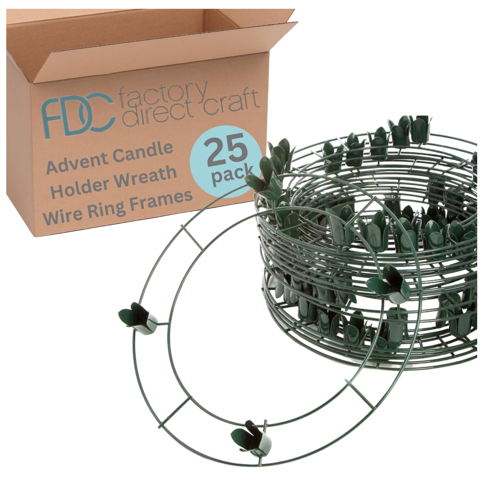 Premium Metal Wire Advent Wreath Rings - Set of 25 Durable Christmas Candle Holders for Church, Home Decor & Holiday Displays - Bulk Wholesale Wreath Frames by Factory Direct Craft