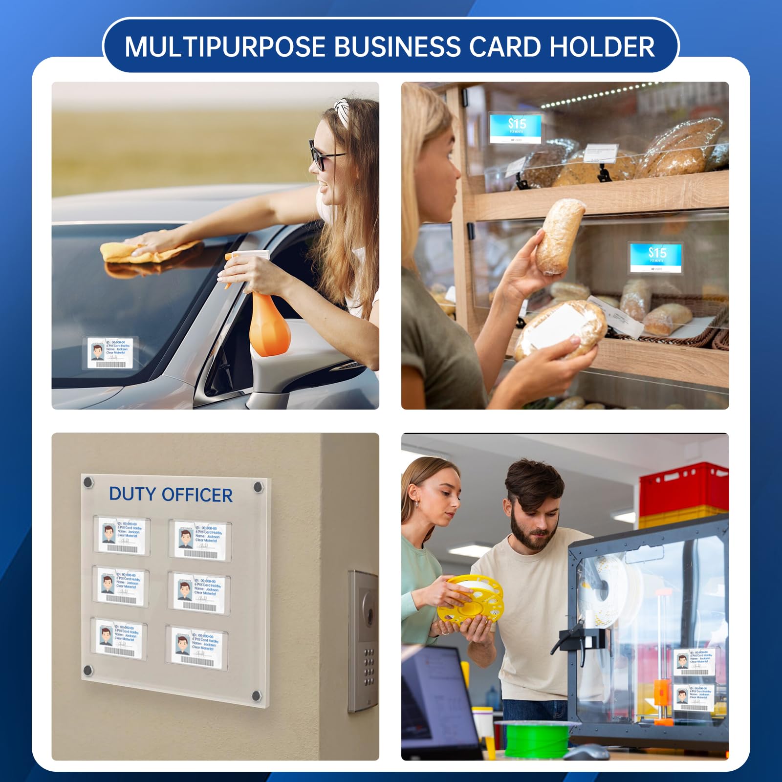 6 Pcs Clear Car Business Card Holder & Parking Pass Display - Windshield Window Organizer for Business Cards, Parking Permits, Toll Passes - Perfect for Vehicles, Offices & Commuters