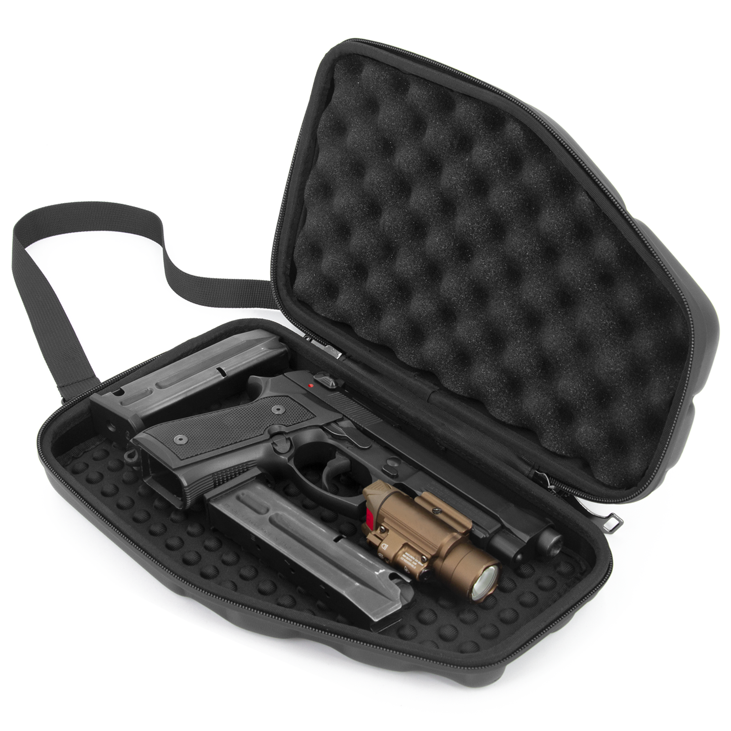 CASEMATIX Locking Pistol Case for Small to Large 9mm Handguns - Secure Gun Storage with Extra Magazine Space & Locking Zippers | Perfect for Range, Travel & Home Defense