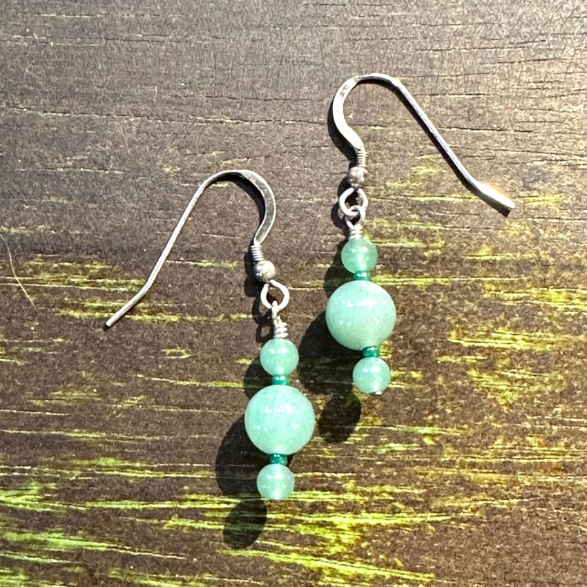 Sterling Silver Mint Green Gemstone Beaded Dangle Earrings for Women - Elegant Handmade Jewelry Gift for Birthday, Wedding & Party