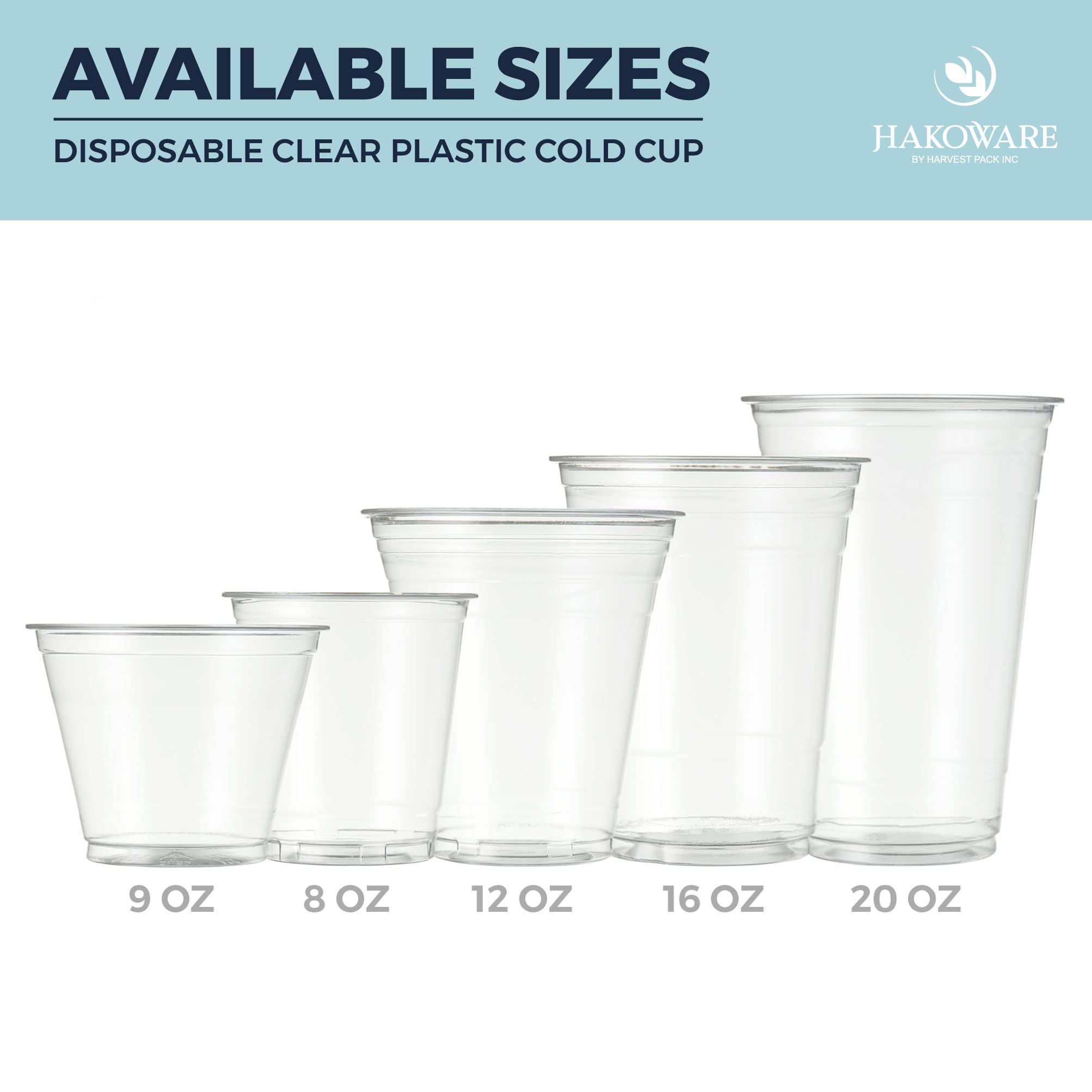 200 Count HAKOWARE 16 oz Ultra Clear Plastic Disposable Cold Cups - Perfect for Iced Coffee, Beer, Juice & Cold Beverages at Weddings, Parties & Events