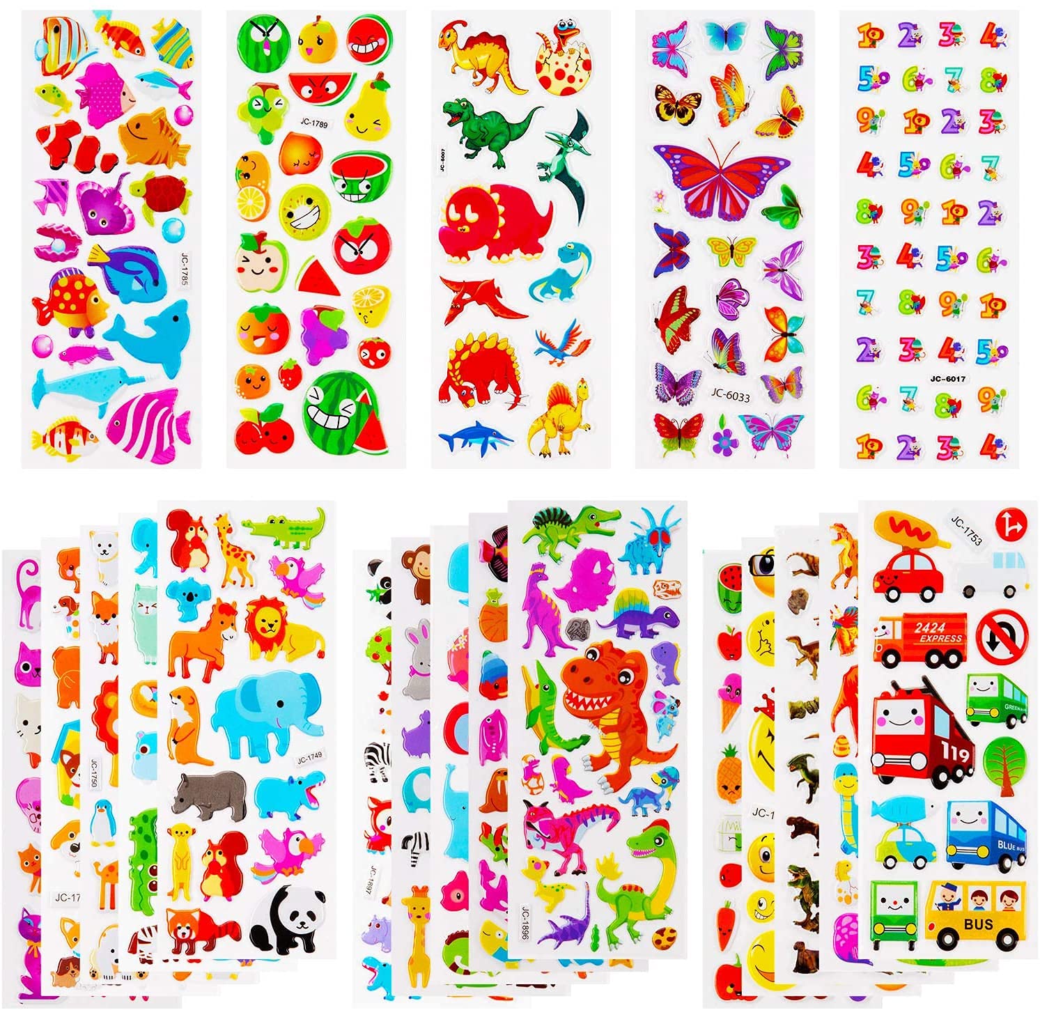 Kids Stickers Variety Pack - 3D Puffy Stickers for Children, Fun Epoxy Stickers for Scrapbooking, Journals & School Projects | Perfect for Arts & Crafts, DIY Decorations & Reward Incentives