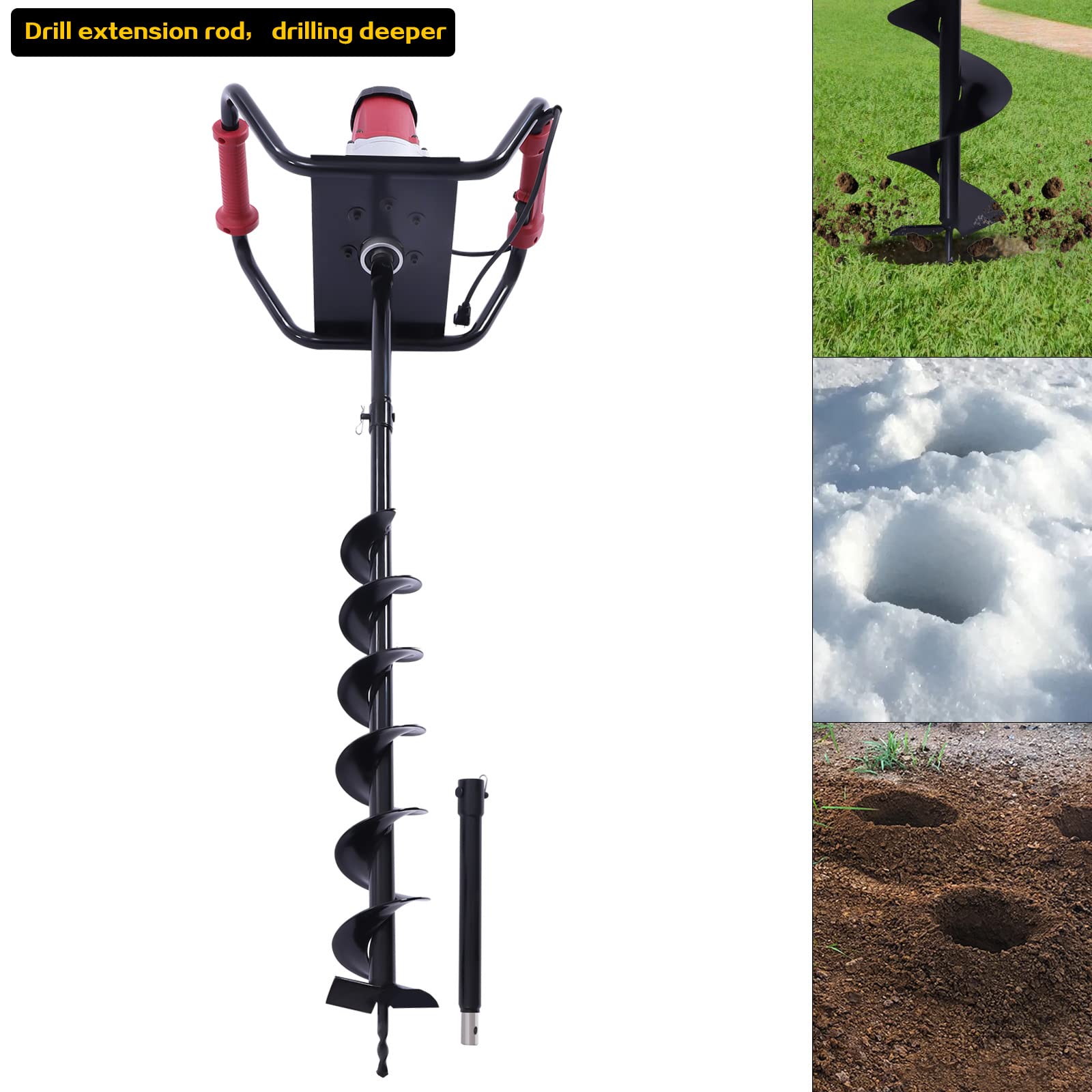 1500W Electric Post Hole Digger with 4-Inch Auger Bit - Heavy Duty Earth Auger for Fence Posts, Gardening & Landscaping - Perfect for DIY Projects, Farm Work and Planting Trees