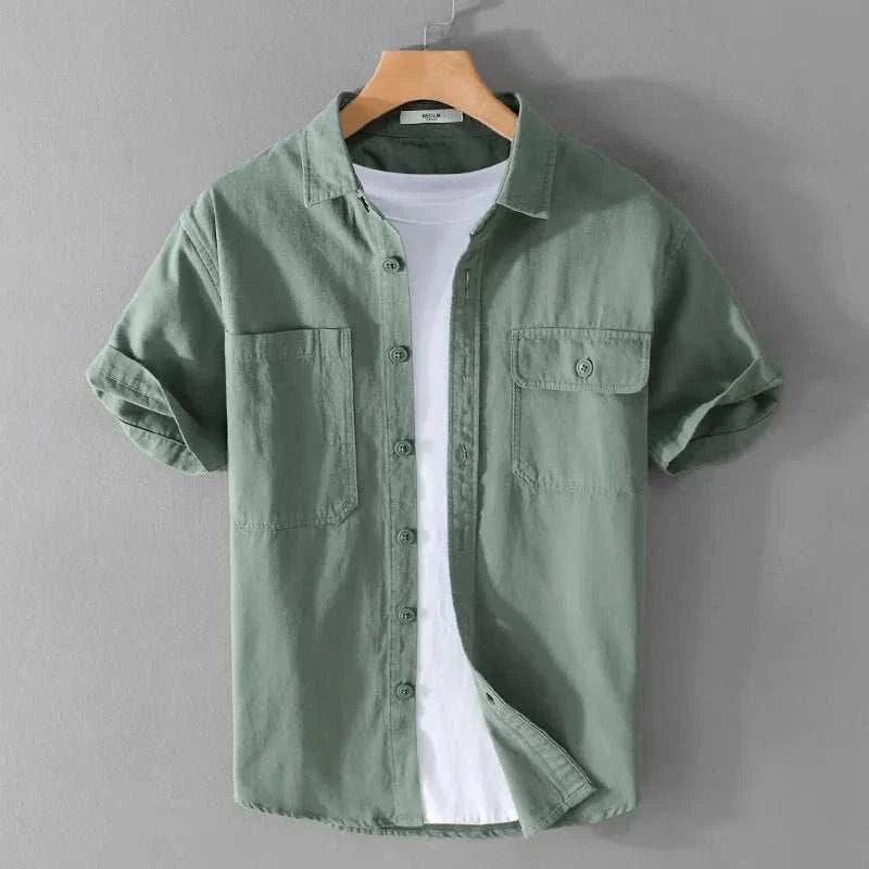 Premium Men's Short Sleeve Summer Shirt - Breathable Cotton Casual T-Shirt for Outdoor Activities, Travel & Daily Wear