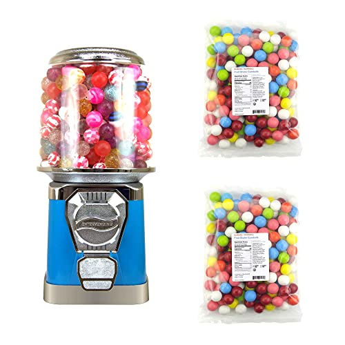 Blue Gumball Machine for Kids - Home Vending Machine with 5 Lb Fruit Shake Gumballs - Coin Operated Bubble Gum Dispenser - Perfect for Birthday Parties, Classroom Rewards & Home Decor