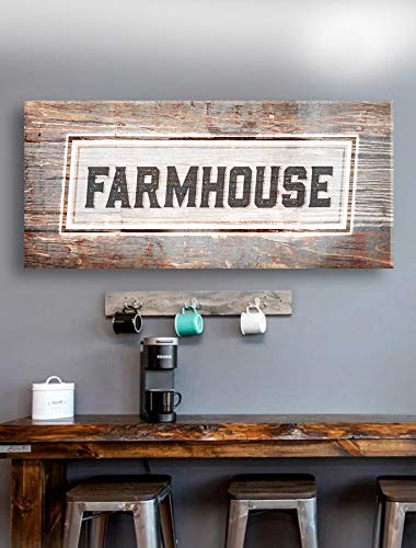 Farmhouse Wall Art Canvas - Large 42x19 Inch Entryway Decor for Living Room, Front Door & Housewarming Gifts - Rustic Home Wall Decor for Modern Farmhouse Style