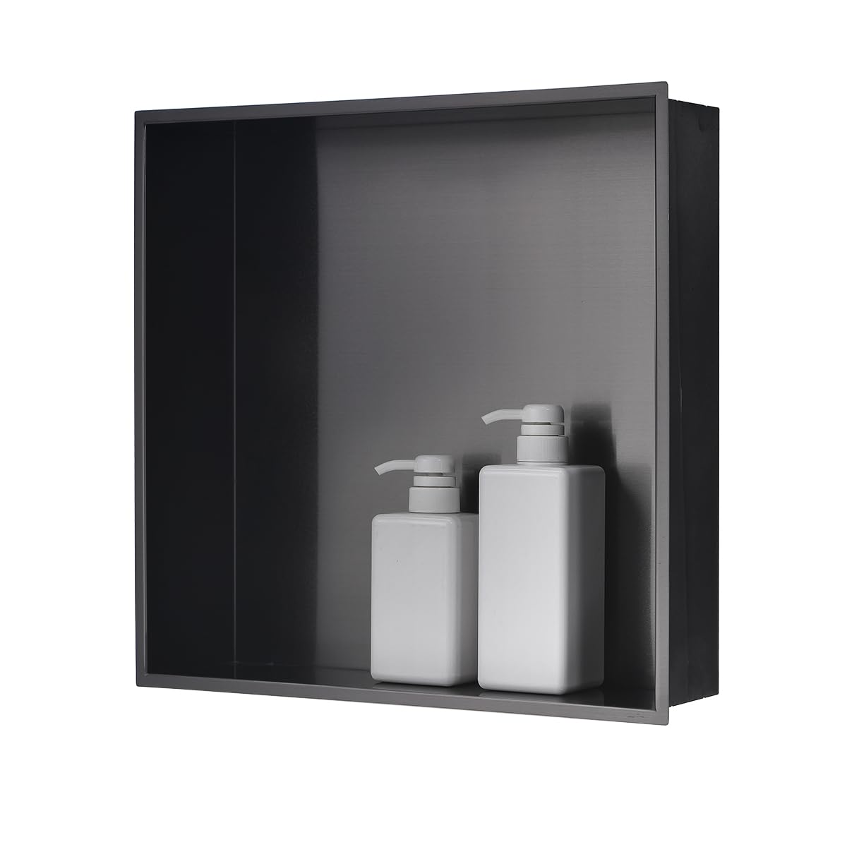 Luckyhorse 16x16 Inch Black Stainless Steel Shower Niche - Waterproof Wall-Mounted Bathroom Recessed Shelf for Shampoo, Soap & Towel Storage | Modern Rectangular Shower Organizer for Showers, Bathtubs & Spa Areas | Rustproof & Easy to Clean Bathroom Storage Solution