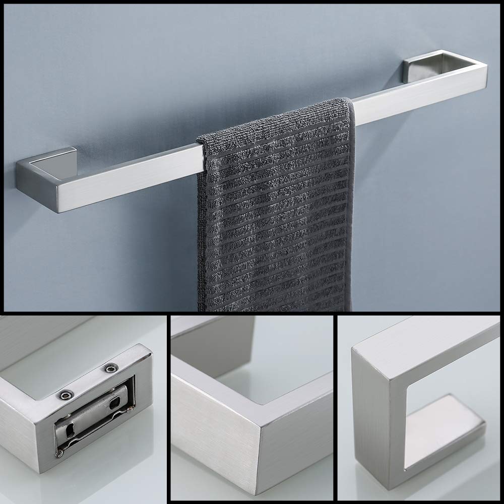 TNOMS 4-Piece Stainless Steel Bathroom Hardware Set - Towel Bar, Towel Holder, Robe Hook & Toilet Paper Holder | Modern Bathroom Accessories for Home & Hotel Use