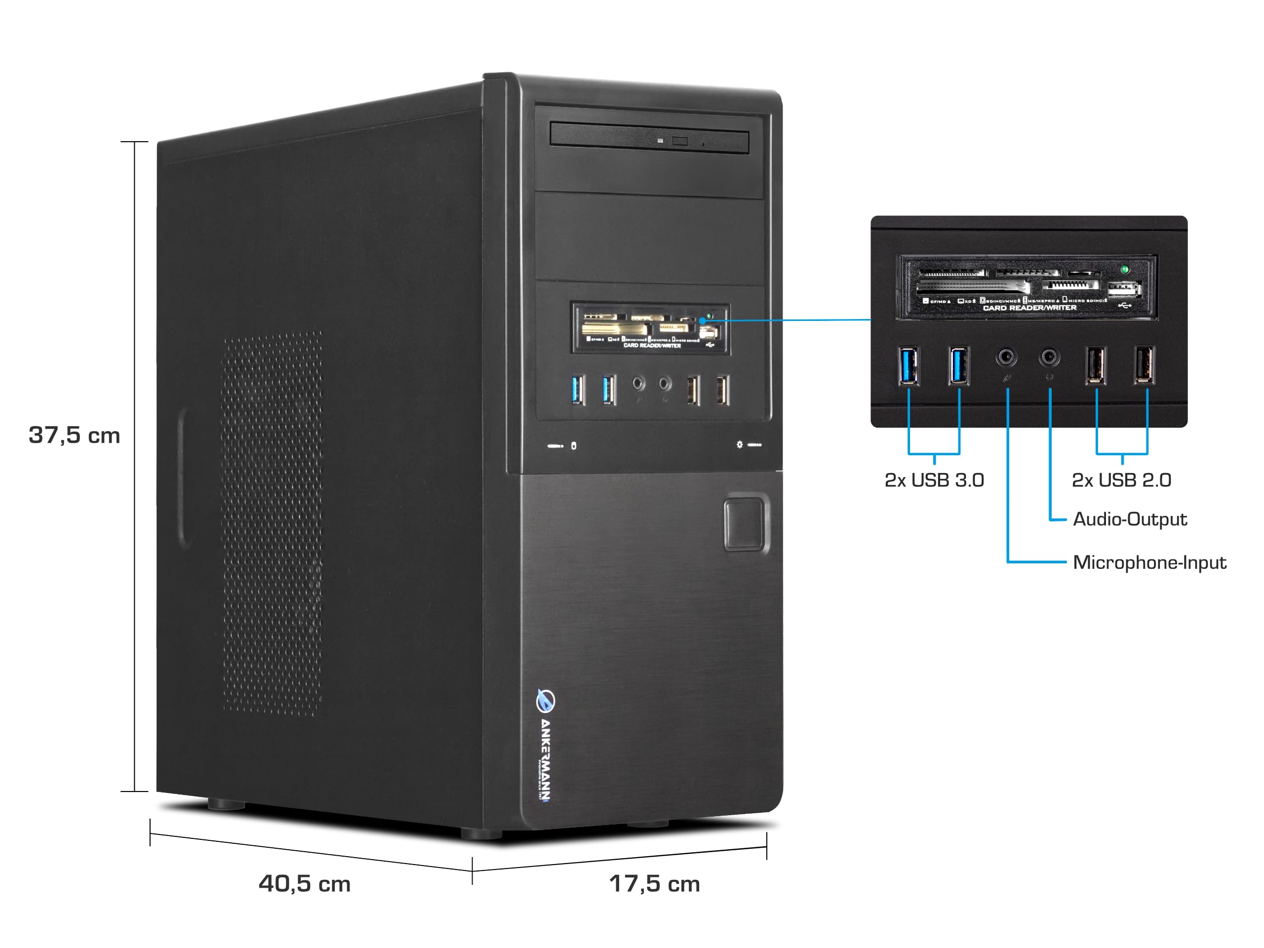 Ankermann Business Office Desktop Computer V1 - Intel Core i5 7500 Processor, 16GB RAM, 1TB SSD, Windows 11 Pro, WiFi, Mouse & Keyboard Included - Perfect for Home Office, Remote Work, Small Business & Productivity Tasks
