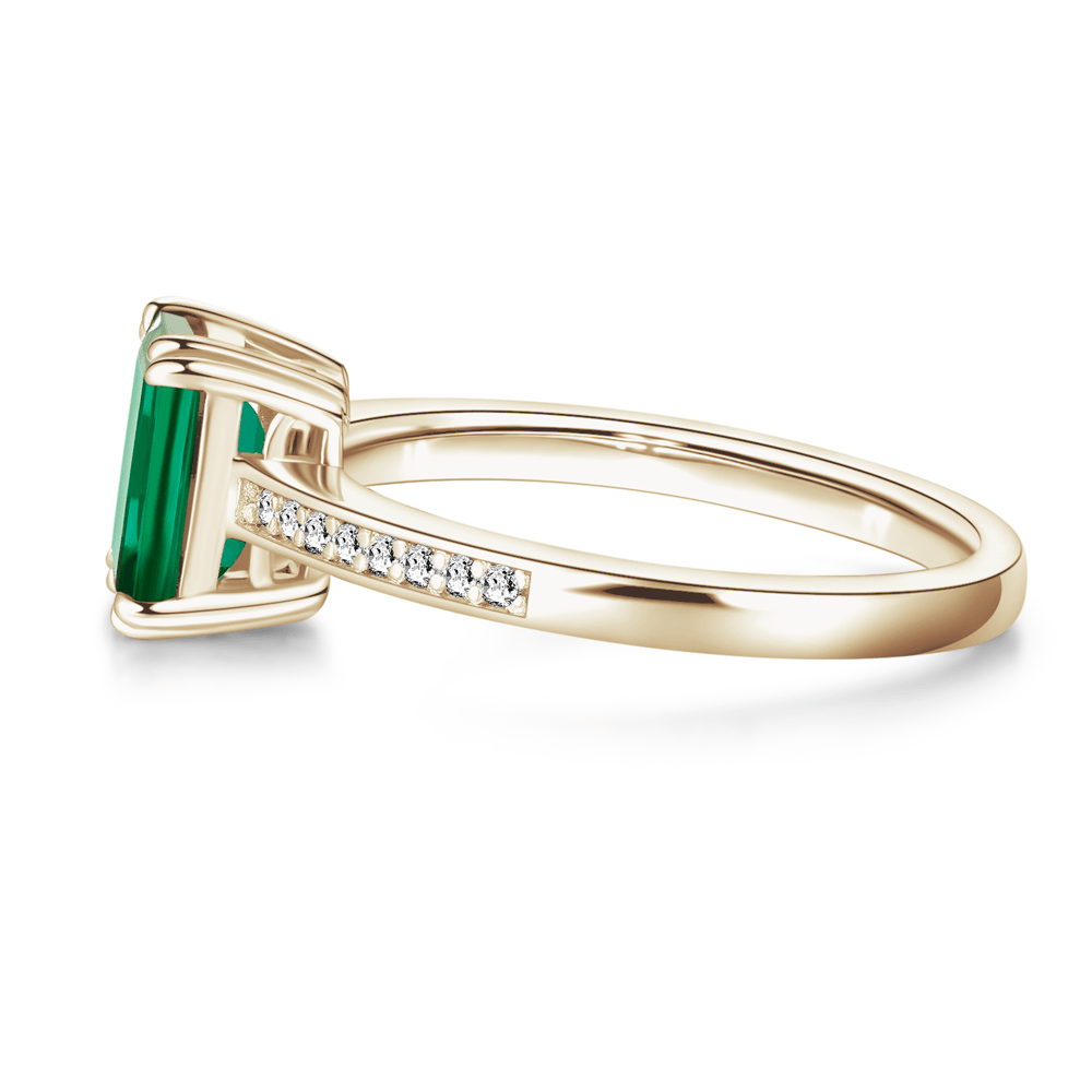Exquisite Petite Micropavé Emerald Cut Emerald Ring for Women - Elegant Wedding, Engagement & Anniversary Jewelry Gift
