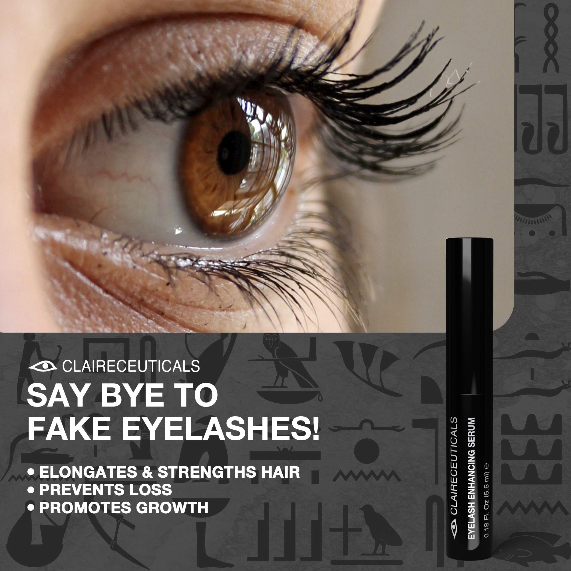 CLAIRECEUTICALS Eyelash & Brow Growth Serum - Natural Lash Enhancer for Longer, Thicker Eyelashes & Fuller Eyebrows - 5.5ml Conditioning Treatment for Salon-Quality Results at Home | Perfect for Daily Use, Special Occasions & Enhancing Natural Beauty