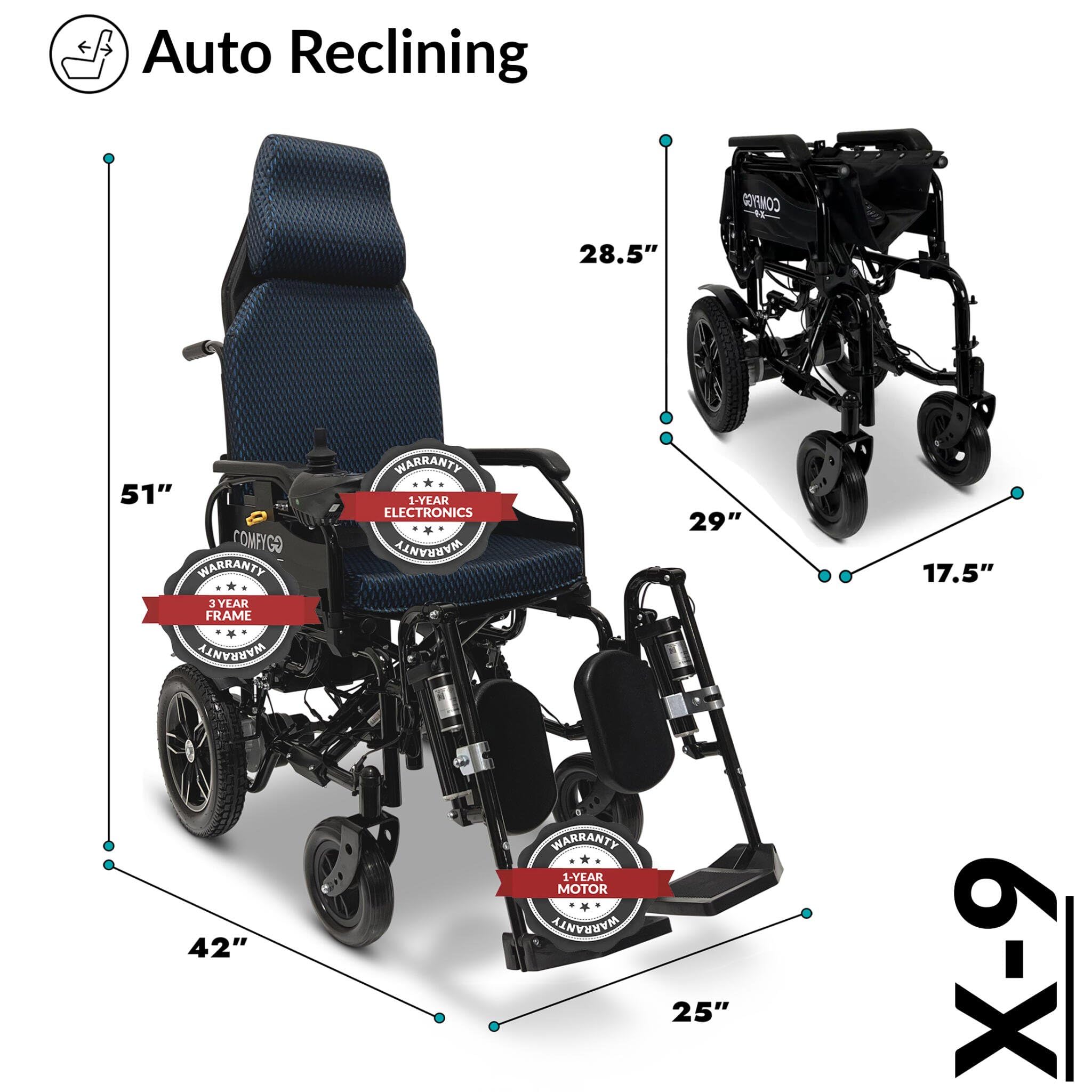 Comfygo X-9 Electric Wheelchair for Adults - Lightweight Power Wheelchair with Long Battery Life - Foldable Mobility Scooter for Indoor & Outdoor Use - Perfect for Seniors and Disabled Travel