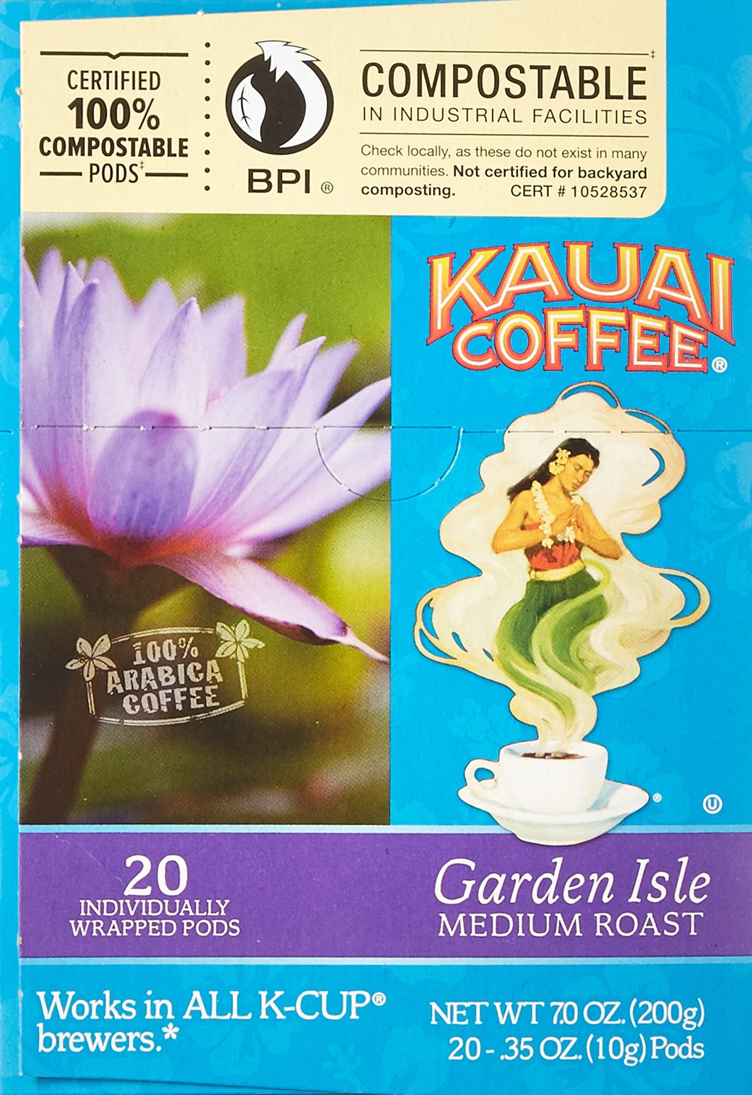 Kauai Coffee Single-Serve Pods - Garden Isle Medium Roast Arabica Coffee from Hawaii | Keurig-Compatible K-Cups (120 Count) | Perfect for Home, Office & Gifts
