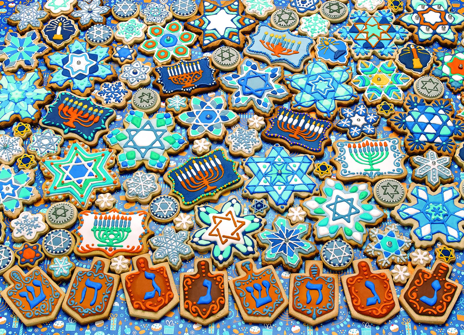 Cobble Hill 1000 Piece Hanukkah Cookies Jigsaw Puzzle with Sample Poster - Fun Holiday Family Activity & Home Decor