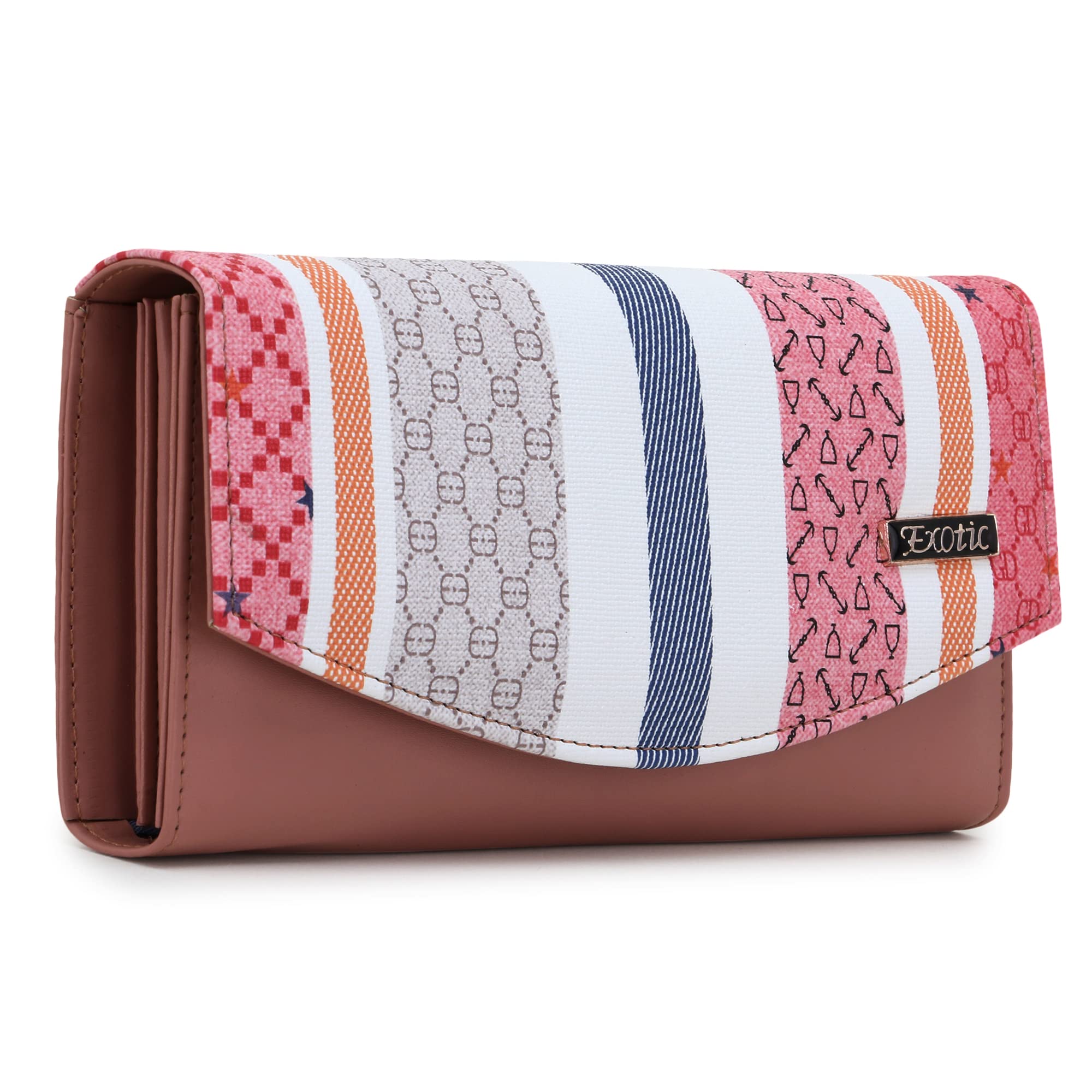 EXOTIC Polyurethane Women's Classic Wallet - Slim RFID Blocking Bifold Wallet with Multiple Card Slots (Peach) | Perfect for Everyday Use, Travel & Gift Giving