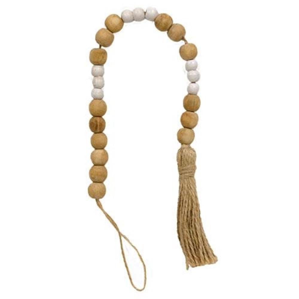 Natural White Wooden Bead Garland - 19ft Boho Home Decor for Wedding, Party & Wall Decoration - Perfect for DIY Crafts, Christmas Tree, Nursery and Shelf Styling