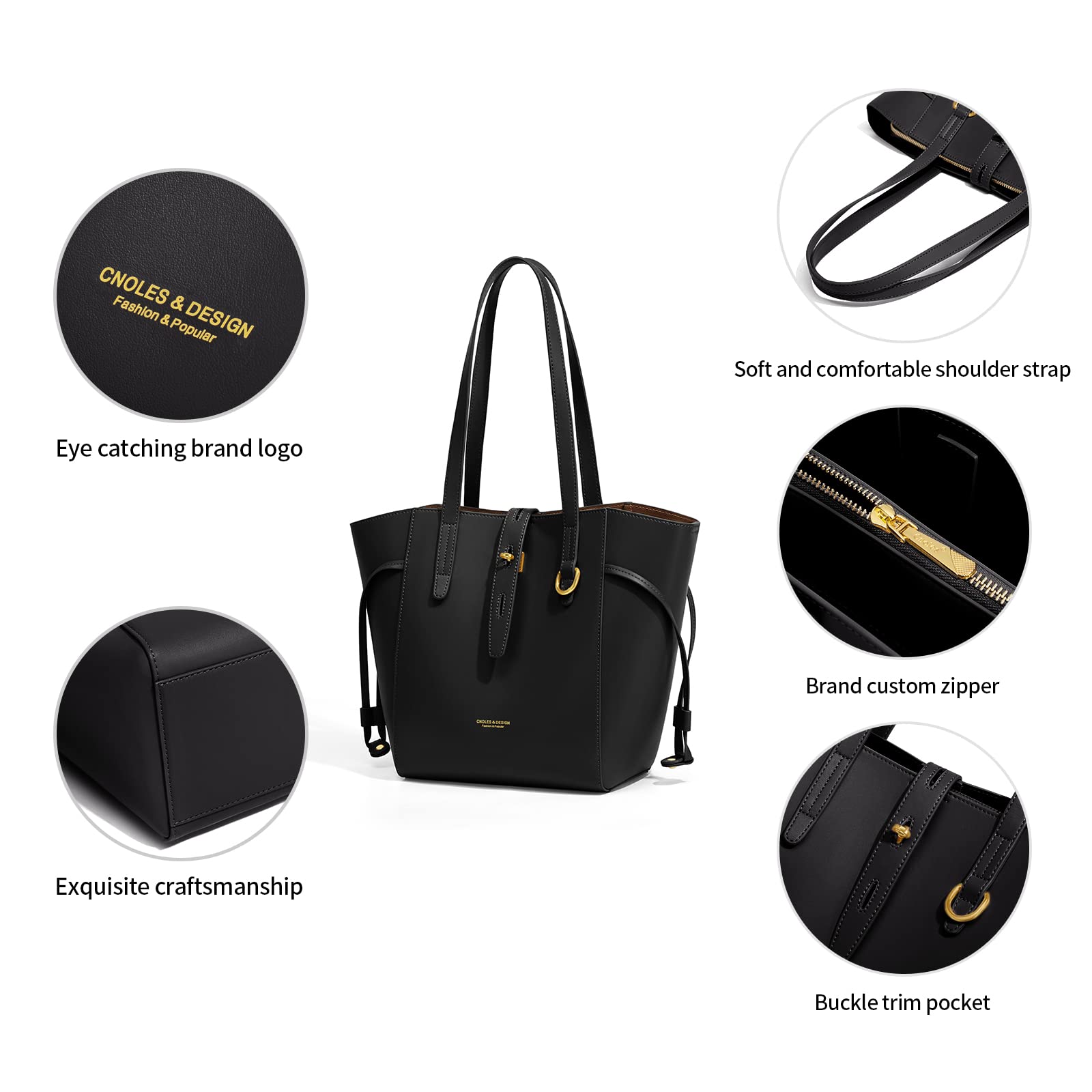 Stylish Cnoles Women's Leather Handbags - Tote, Shoulder, Crossbody & Satchel Purse for Everyday Use | Perfect for Work, Travel & Casual Outings
