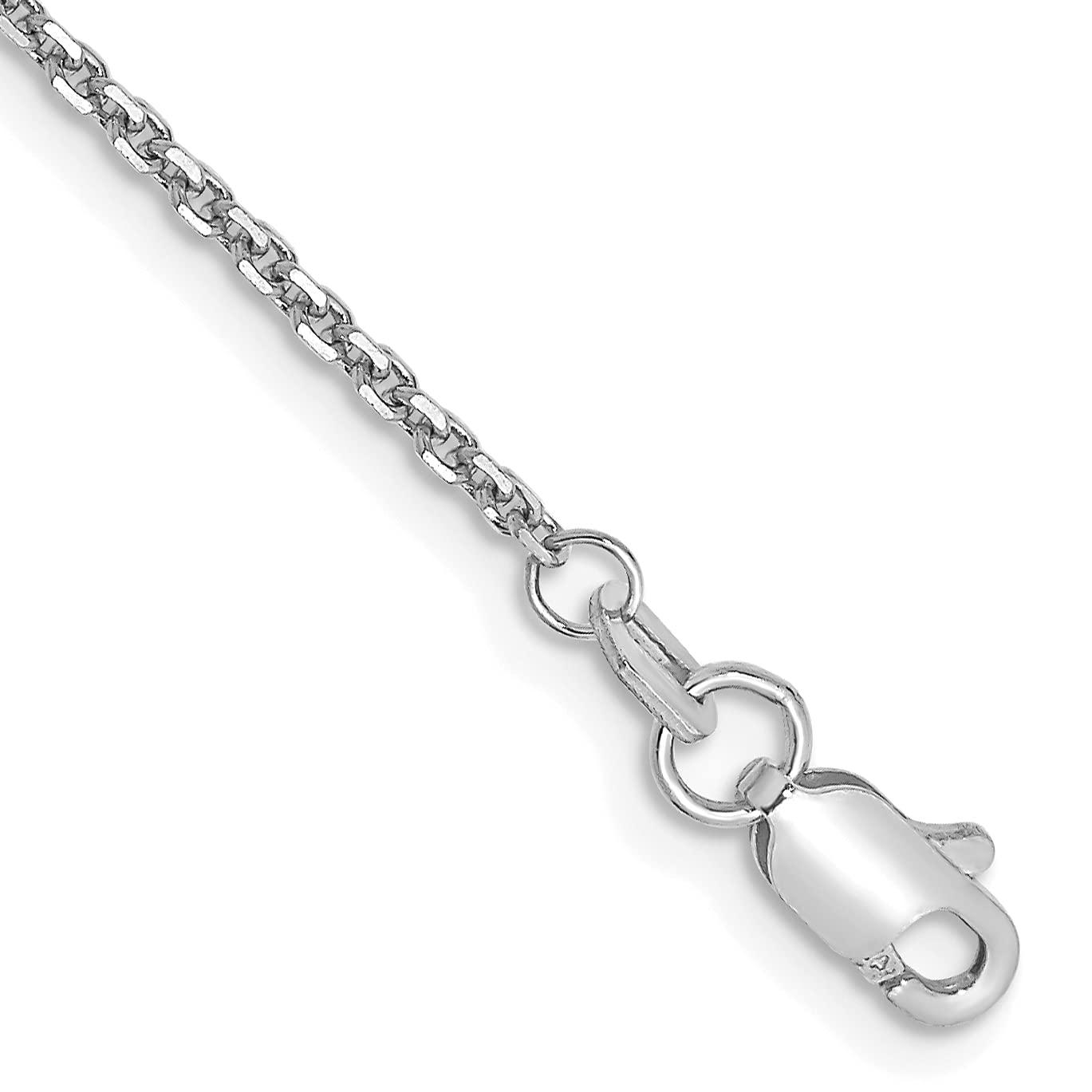 14K White Gold 1.45mm Diamond-Cut Solid Cable Chain Anklet - Elegant Ankle Bracelet for Women, Perfect for Beach Weddings, Date Nights & Everyday Wear