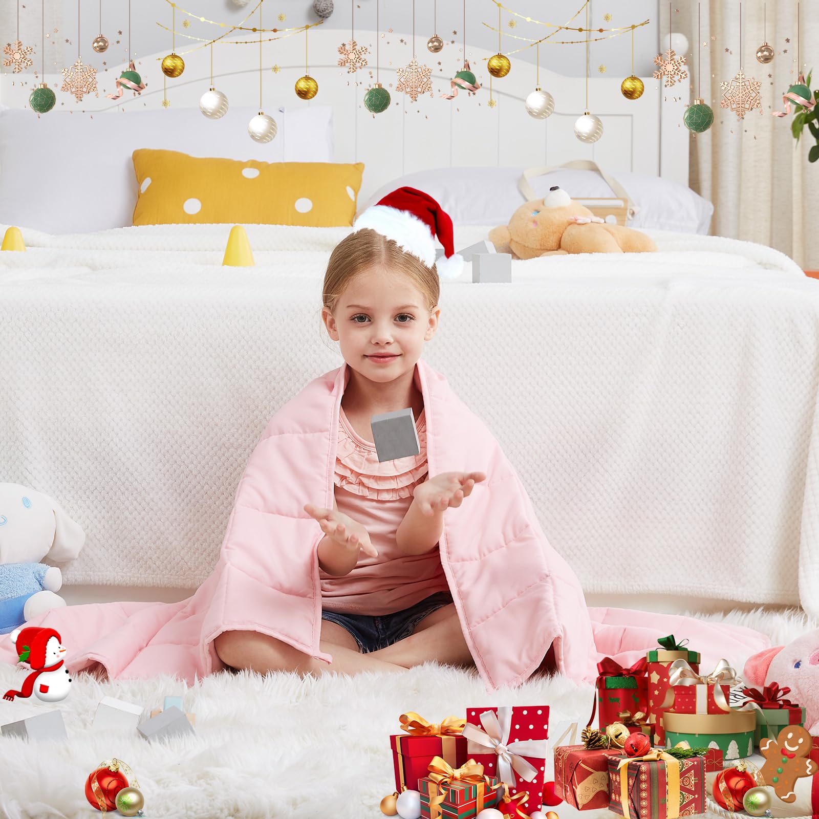 HOSUKKO 3 lbs Weighted Blanket for Adults & Kids - Pink Cooling Heavy Blanket 36