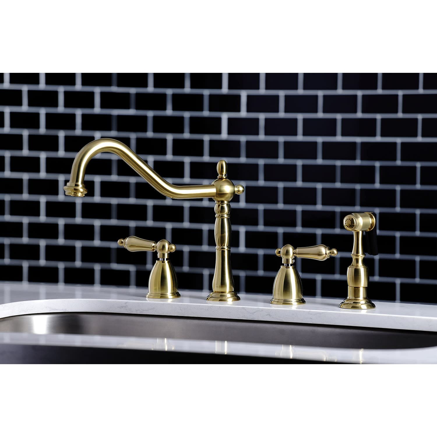 Kingston Brass KB1795ALBS Heritage 8-Inch Centerset Kitchen Faucet in Oil Rubbed Bronze - Durable & Stylish for Modern Farmhouse & Traditional Kitchens