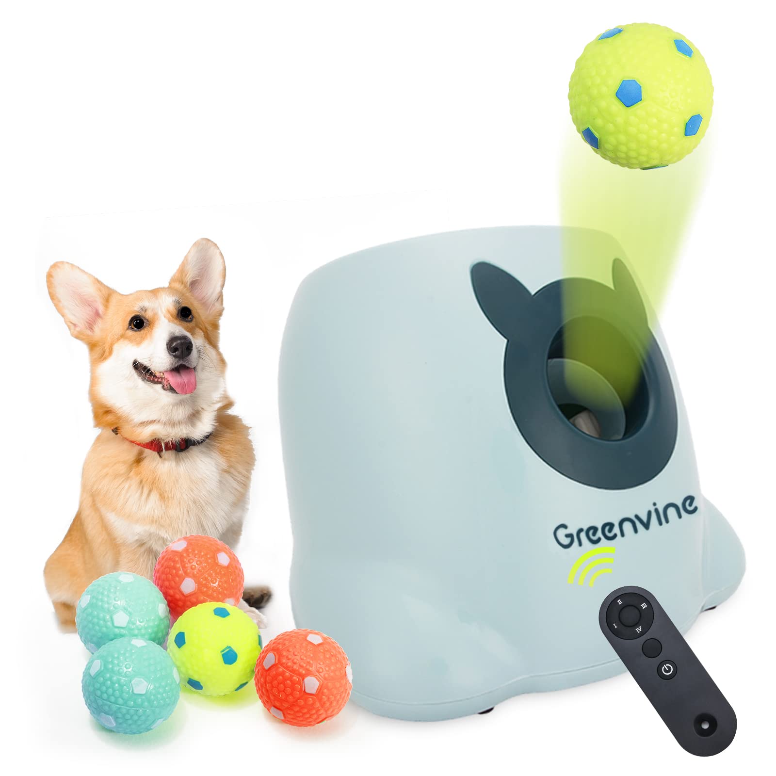 Automatic Dog Ball Launcher - Interactive Fetch Machine for Dogs with 6 Durable High-Bounce Balls | Perfect for Backyard Play, Training & Exercise | Great for Small, Medium & Large Dogs