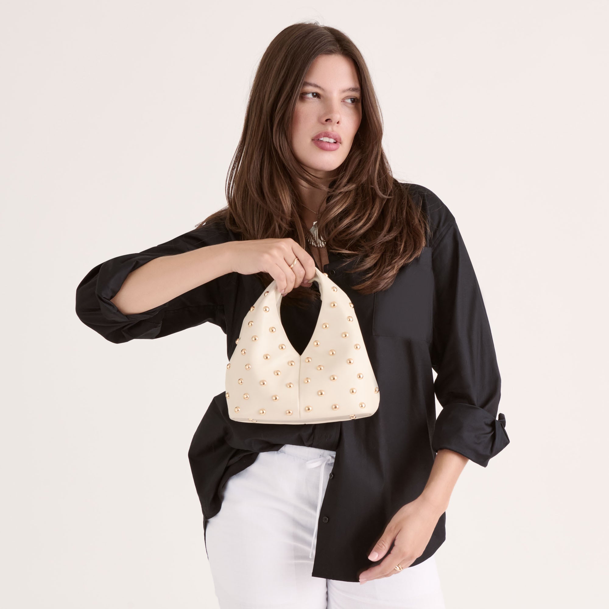 DAHLIA Women's Leather Handbag Cream Color - Stylish & Durable Shoulder Bag for Work, Travel & Everyday Use | Stella Collection