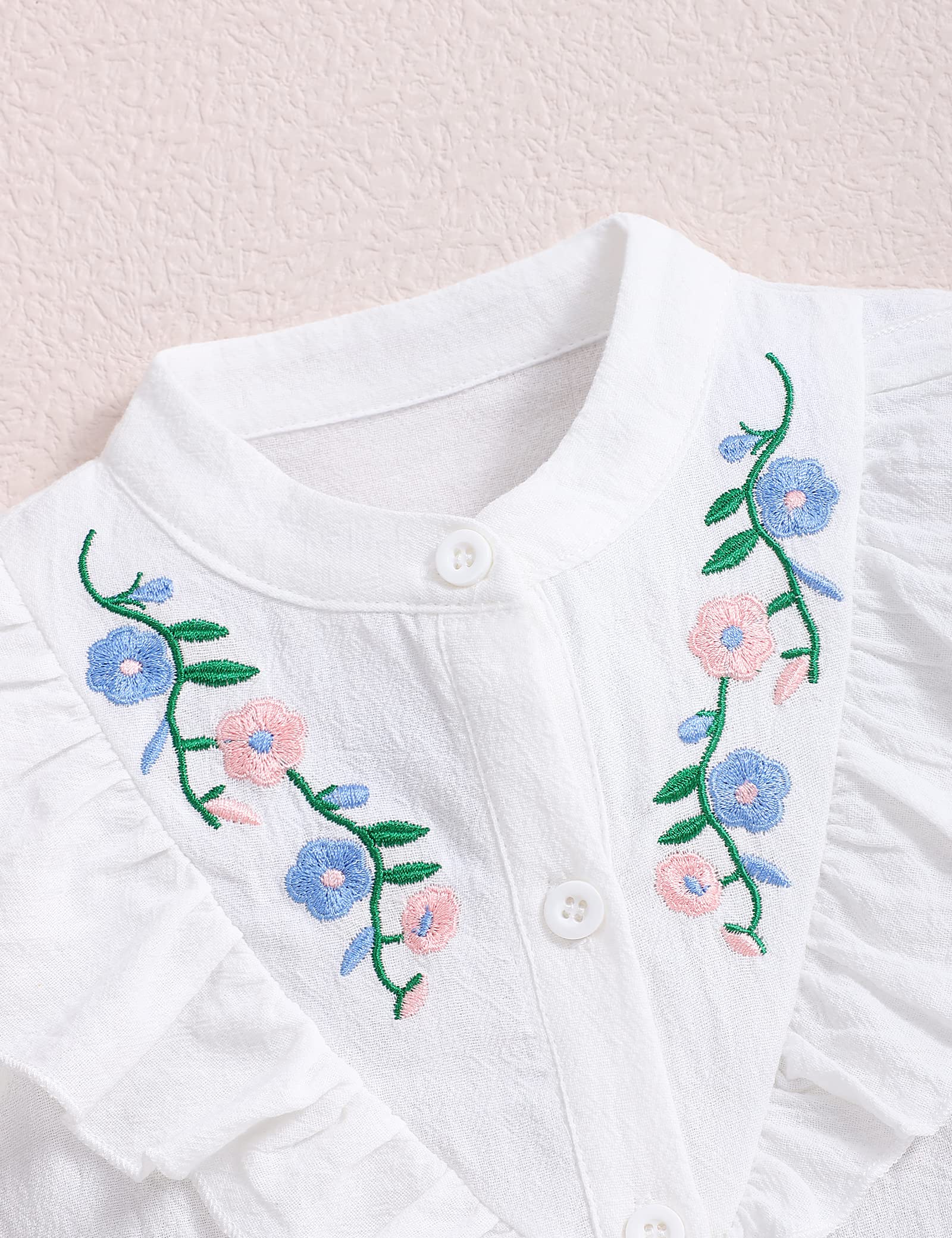 OKLady Toddler Girl Clothes Set - Floral Embroidery Ruffle Top & Shorts Outfit for Baby Girls | Perfect for Spring Playdates, Birthday Parties & Photo Shoots