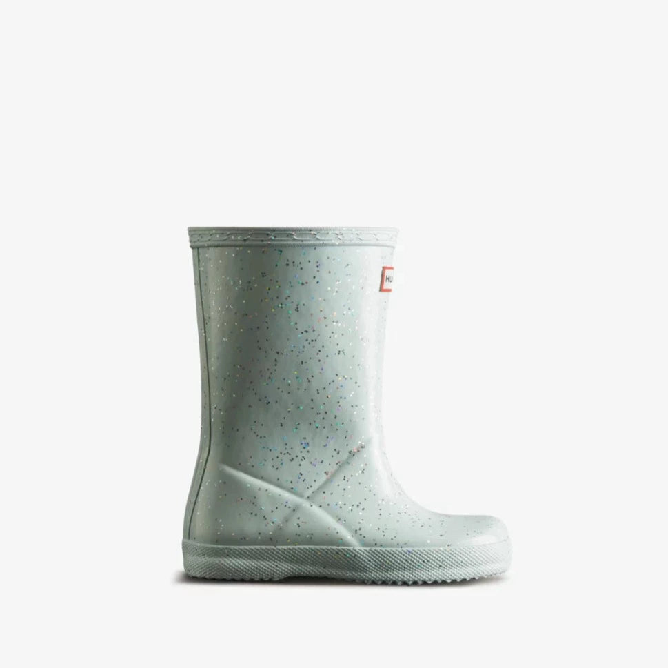 Hunter Gentle Blue Kids First Giant Glitter Rain Boots - Waterproof Outdoor Play Shoes for Puddles, Gardens & Rainy Day Adventures