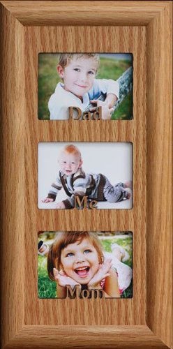 Triple 2x3 Wallet Photo Frame - Light/Medium Oak Wood Picture Frame Holds 3 Landscape Photos | Perfect for Family Portraits, Father's Day Gifts & Home Decor