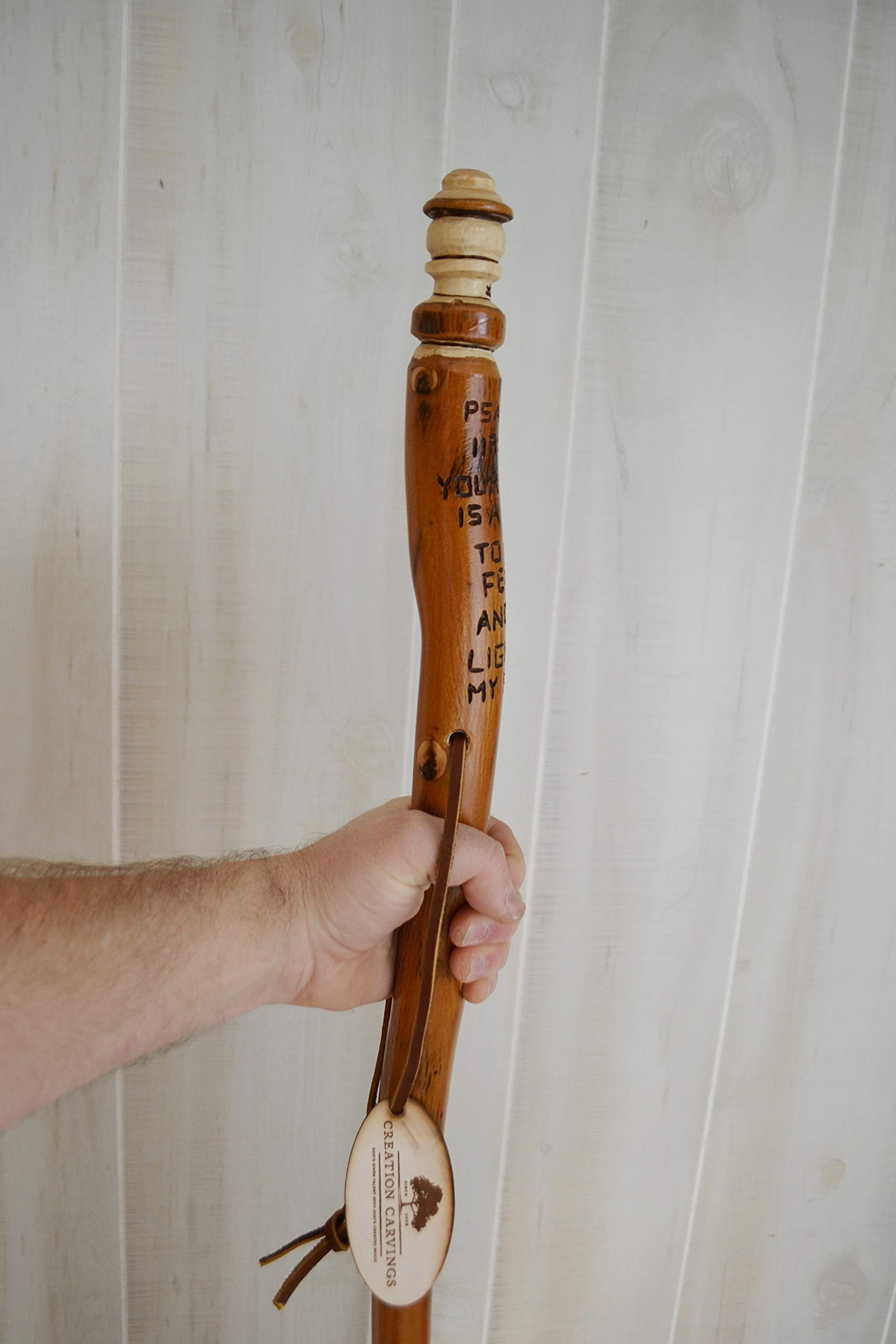 Christian Walking Stick with Bible Verse & Lantern - Psalm 119:105 Engraved - Religious Hiking Staff for Outdoor Worship & Pilgrimage - Perfect for Church Retreats, Nature Walks & Spiritual Journeys