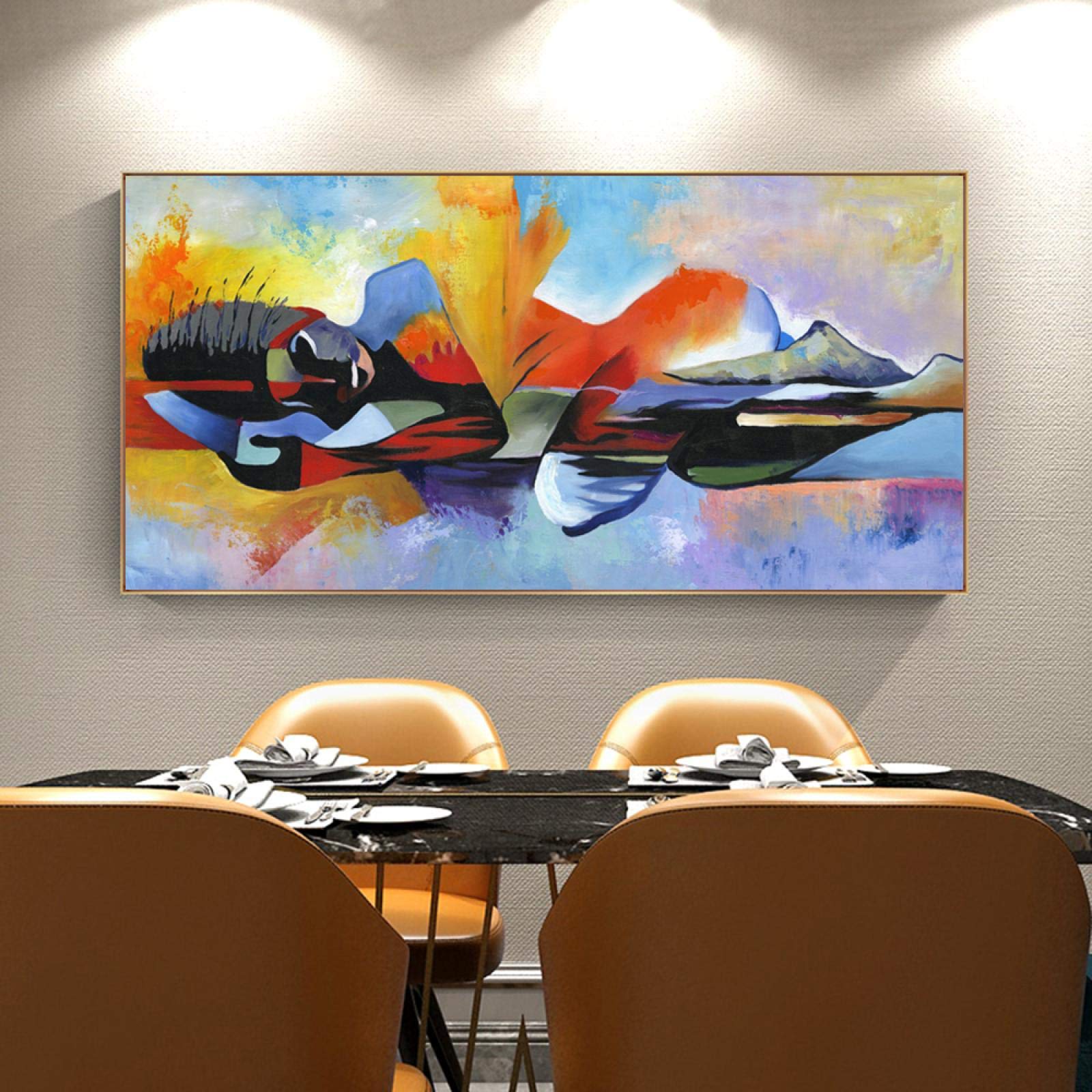Modern Oversized Buddha Wall Art - Abstract Oil Painting Canvas Print 70x160cm (28x63in) Framed - Perfect for Living Room, Meditation Space & Home Decor