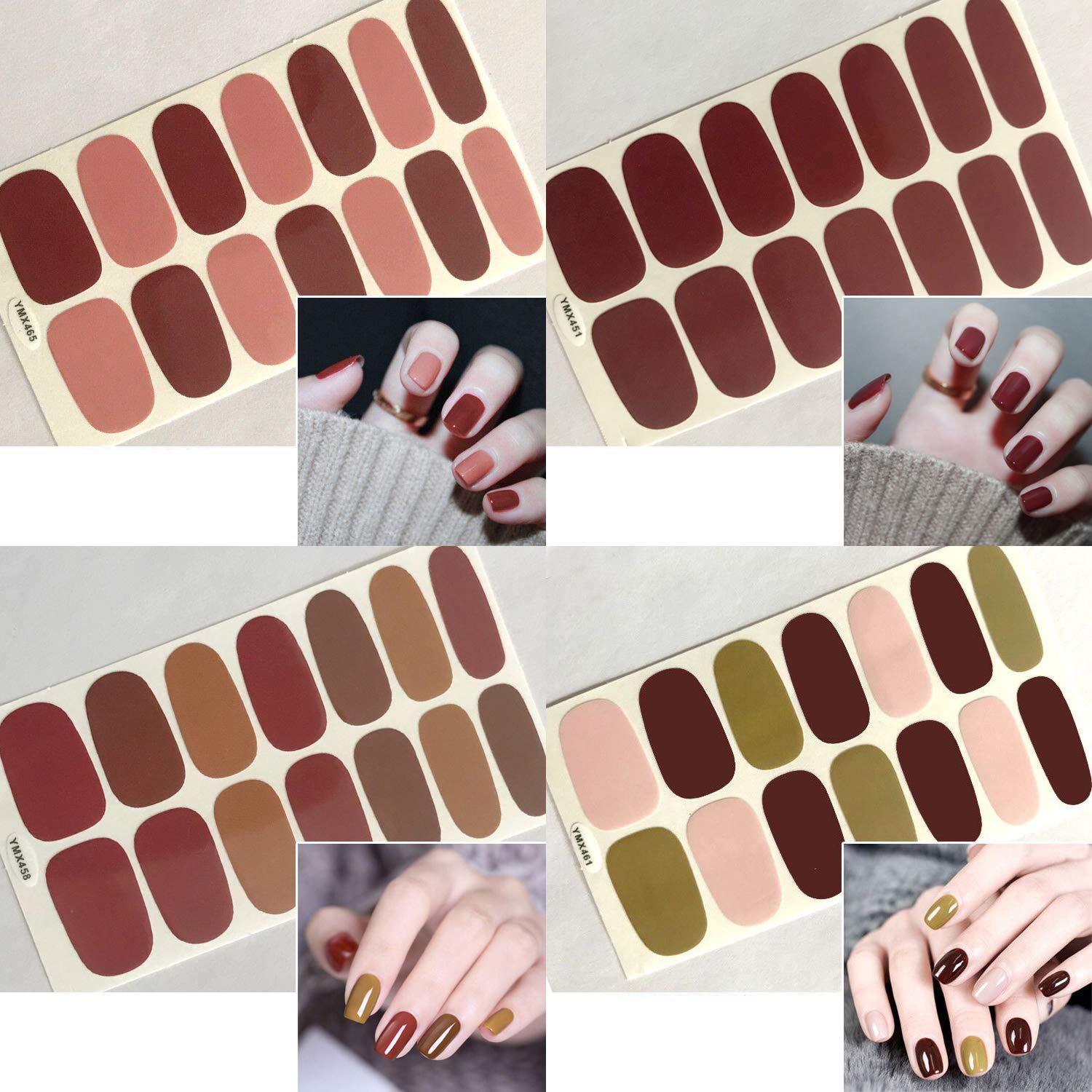WOKOTO 20 Sheets Solid Color Nail Polish Wraps - Self-Adhesive Nail Decals & 1 Nail File - Full Cover Strips for DIY Manicure at Home, Salon, Parties & Special Occasions