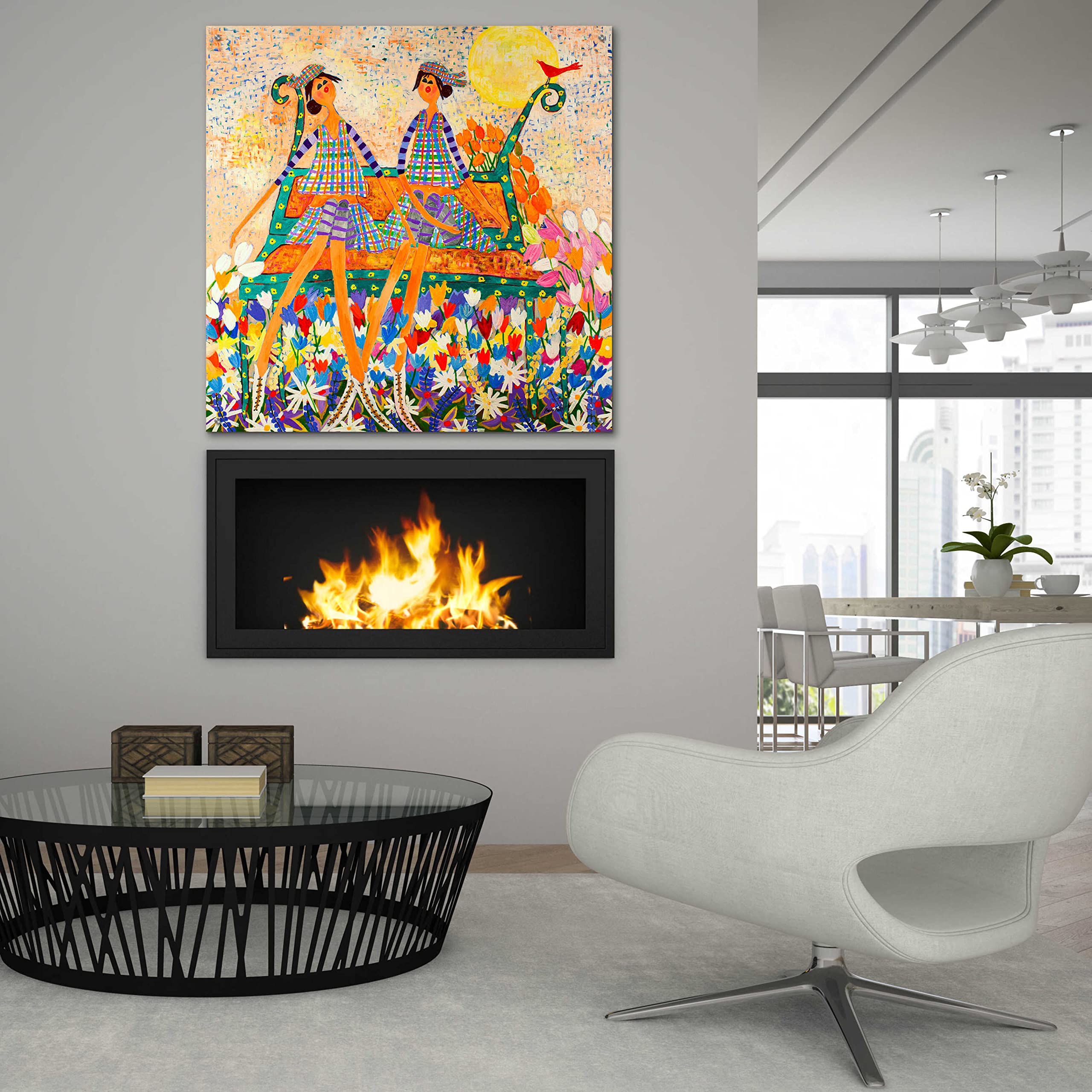 Epic Art 'The Cardinal' by Caroline Benchétrit - 36x36 Inch Acrylic Glass Wall Decor - Modern Home & Office Artwork - Perfect for Living Room, Bedroom or Gallery Wall Display