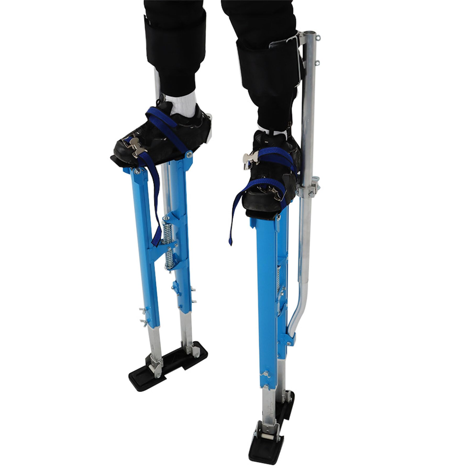 Adjustable 36-48 Inch Aluminum Drywall Stilts for Adults - Professional Height Adjustable Construction Stilts for Painting, Ceiling Work & Elevated Jobs - Blue Safety Stilts for Roofing, Maintenance & DIY Projects