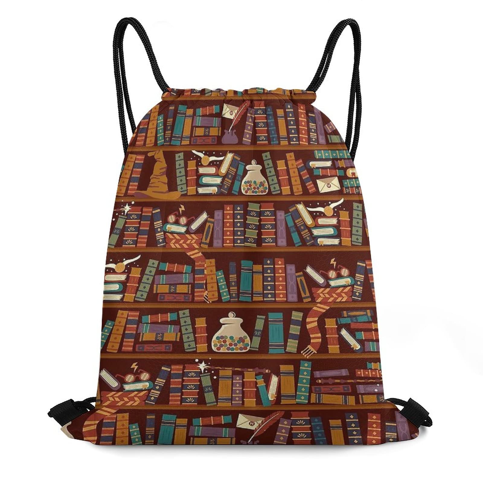 Lightweight Drawstring Backpack for Men & Women - Bookshelf Design Gym Sackpack for Workout, Travel & School - Durable Shoulder Bag with Adjustable Straps