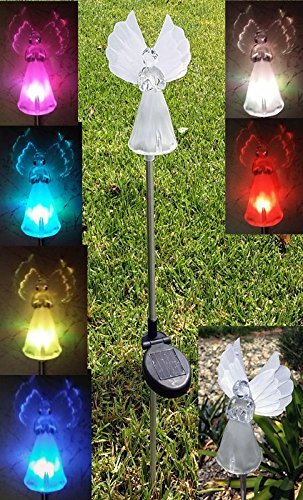 2 Pack Solar Stake Lights with Fiber Optic Angel - Color Changing LED Garden Lights for Outdoor Yard Decor, Pathway Illumination & Romantic Backyard Ambience | Perfect for Patio, Lawn & Holiday Gift Giving