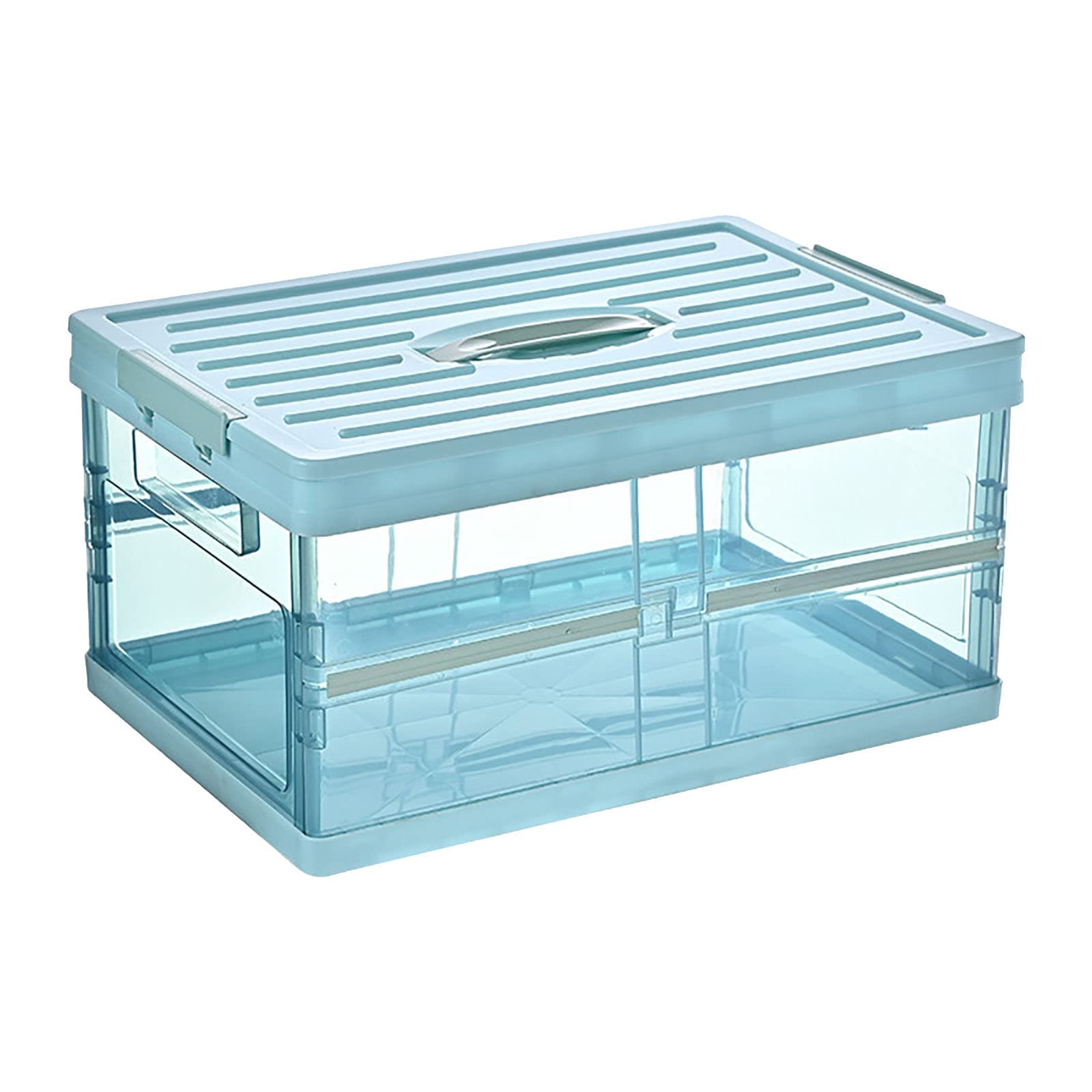 30L Thickened Transparent Foldable Car Storage Box with Dust-Proof Lid - Durable Plastic Organizer for Clothes, Toys, Books, Shoes & Groceries - Perfect for Car Trunk, Home Organization & Travel Storage