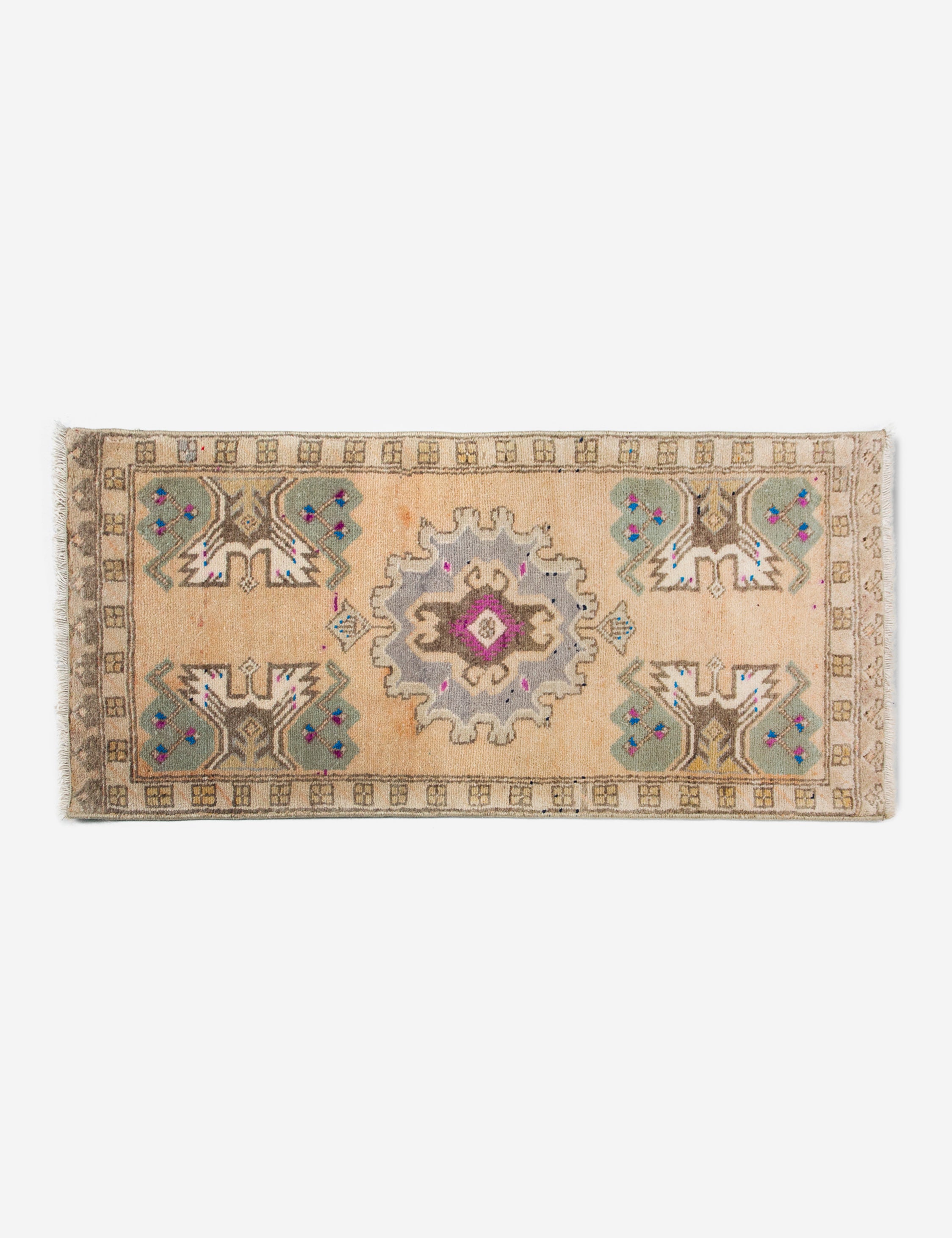 Vintage Turkish Hand Knotted Wool Mini Rug No. 297 - 1.7' x 3.5' - Authentic Oriental Boho Rug for Living Room, Bedroom & Entryway Decor