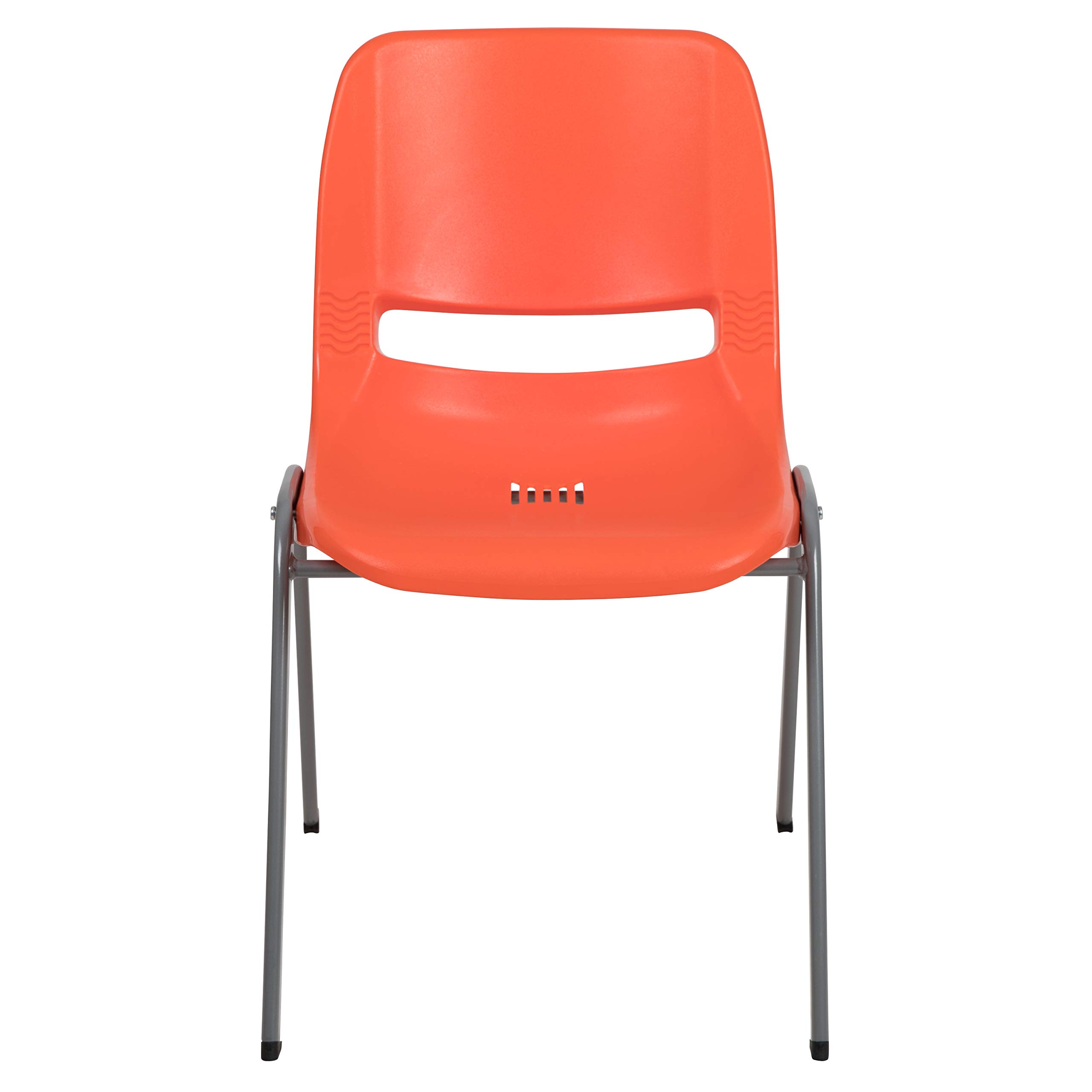 Emma & Oliver Orange Ergonomic Shell Stackable Chair - Comfortable Student Chair for Classroom, Office Guest Chair - Perfect for Schools, Libraries, and Waiting Areas