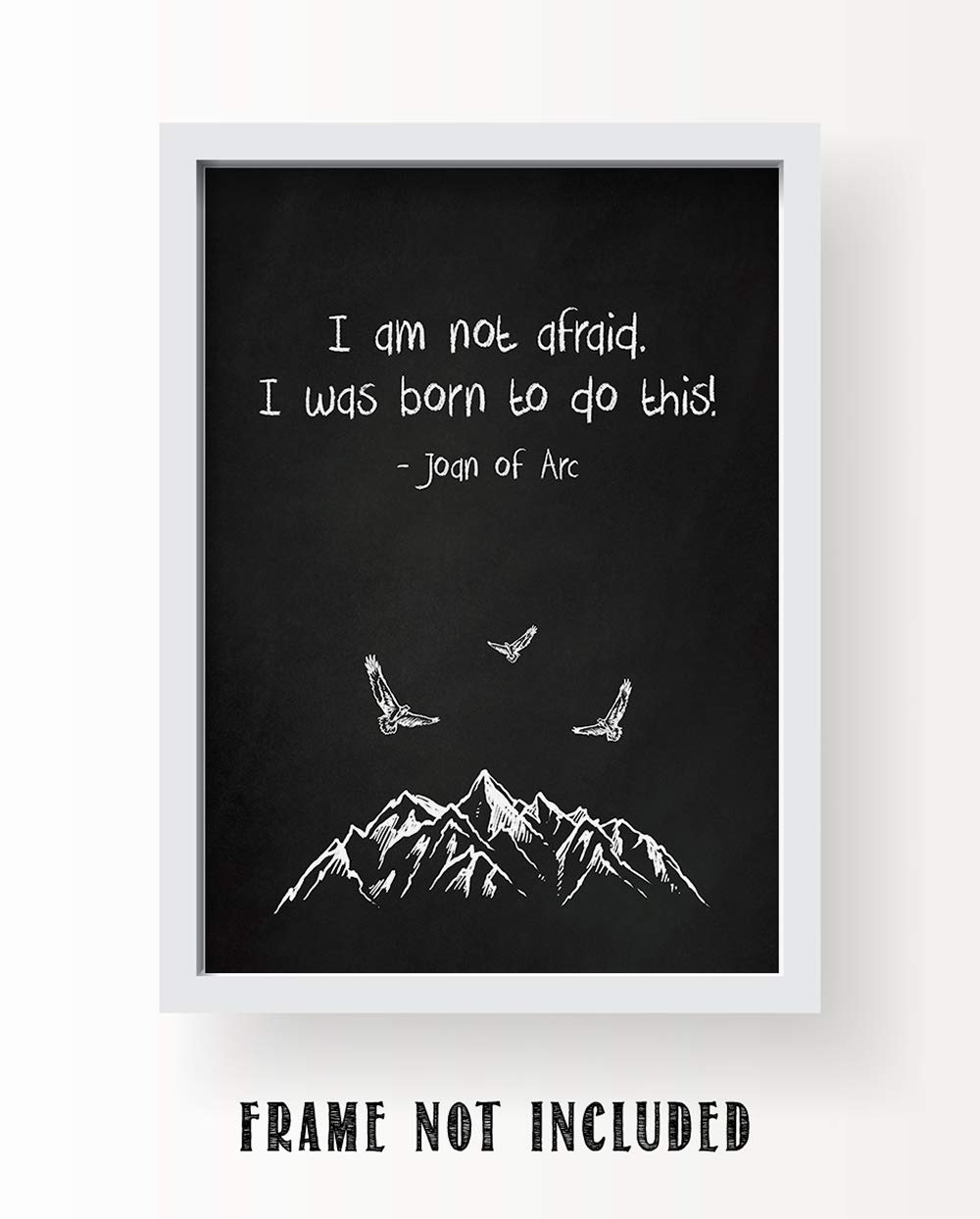 TJ Originals - Joan of Arc Christian Bible Quote Wall Art Print 'I Am Not Afraid' - 11 x 14 Inspirational Scripture Decor for Home, Office & Church - Perfect Gift for Women, Family & Friends (Black & White Mountain Design)