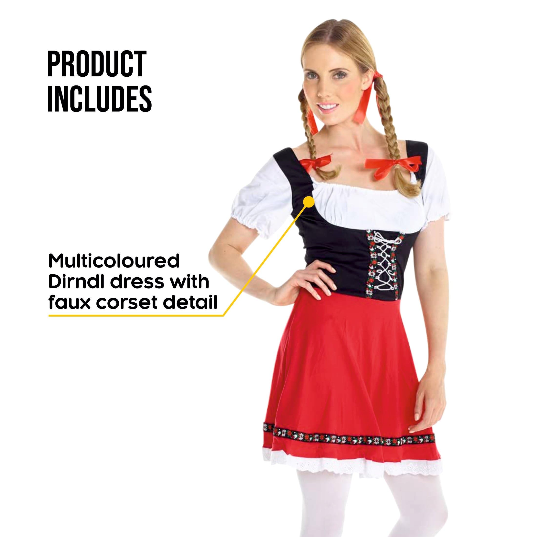 Authentic Women's Oktoberfest Dirndl Dress - Traditional Bavarian Costume for Oktoberfest, Carnival & Themed Parties - Sizes M, L, XL - Perfect for Festivals, Halloween & German Cultural Events